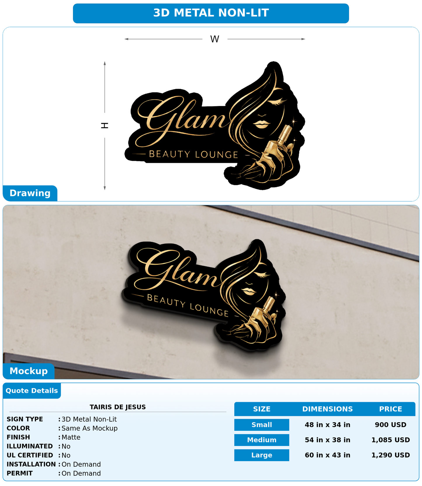 CUSTOM MOCKUP SIGN FOR Tairis de jesus
