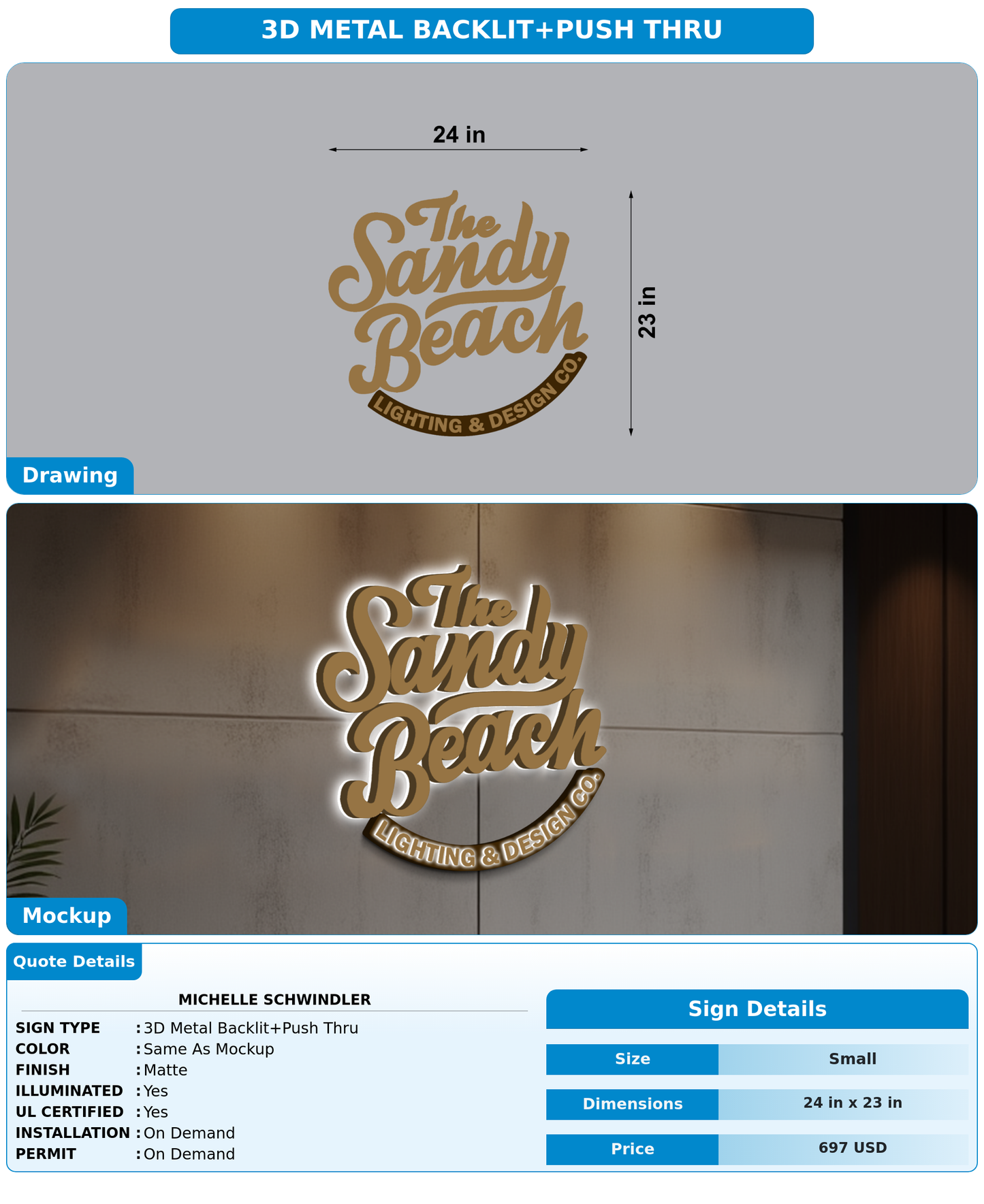 CUSTOM MOCKUP SIGN FOR Michelle Schwindler