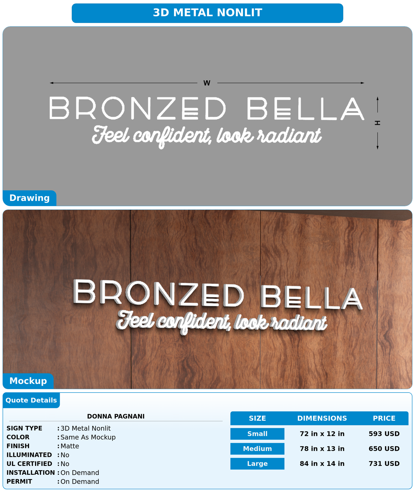 CUSTOM MOCKUP SIGN FOR Donna Pagnani