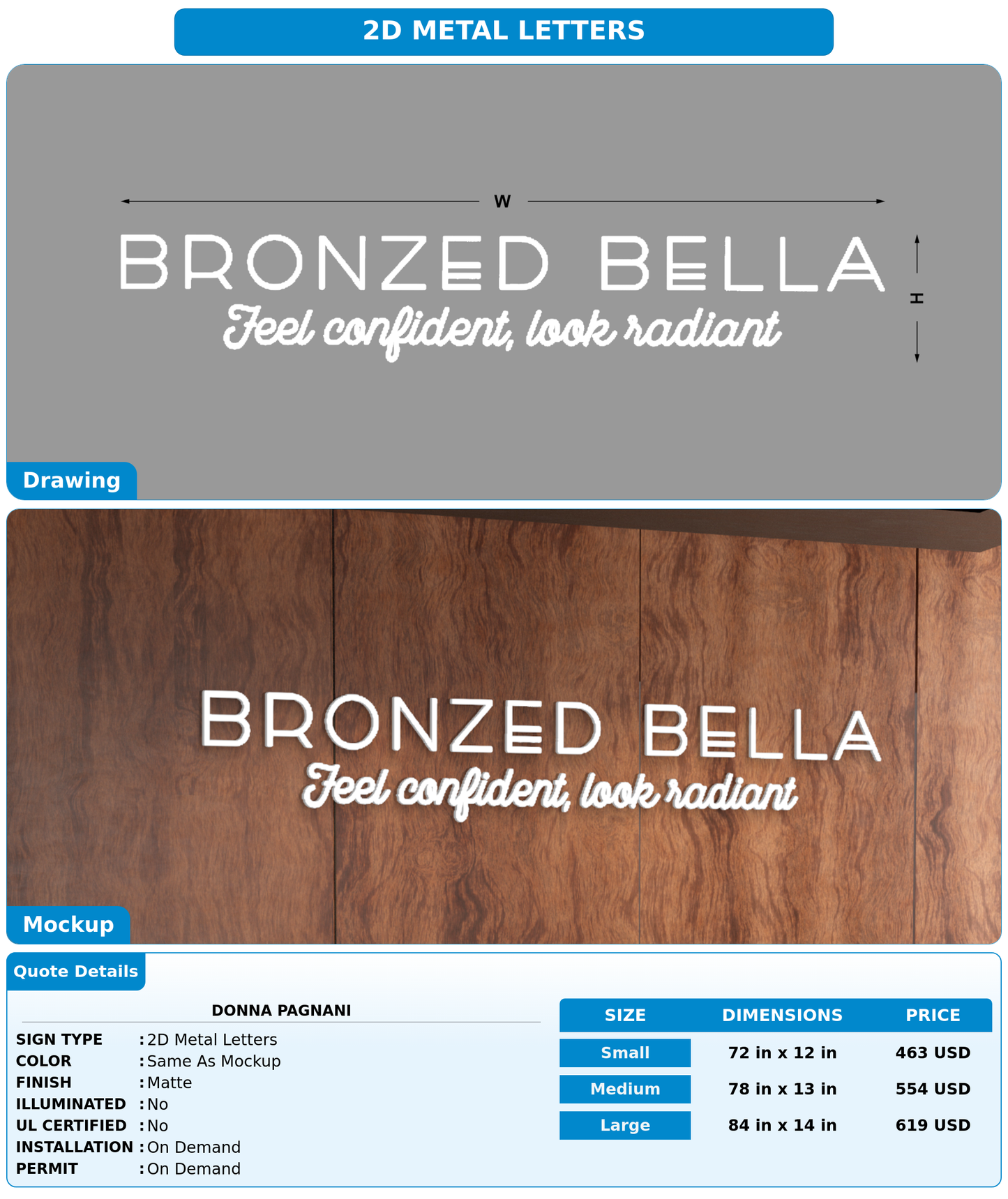CUSTOM MOCKUP SIGN FOR Donna Pagnani