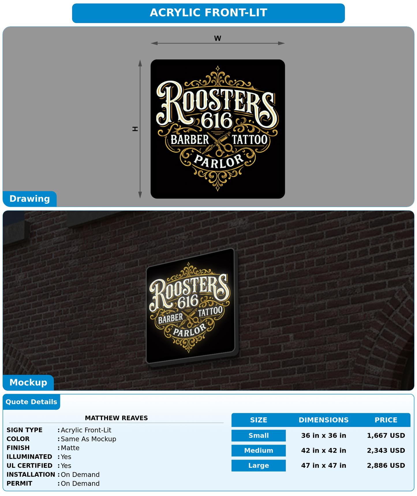 CUSTOM MOCKUP SIGN FOR Matthew  Reaves