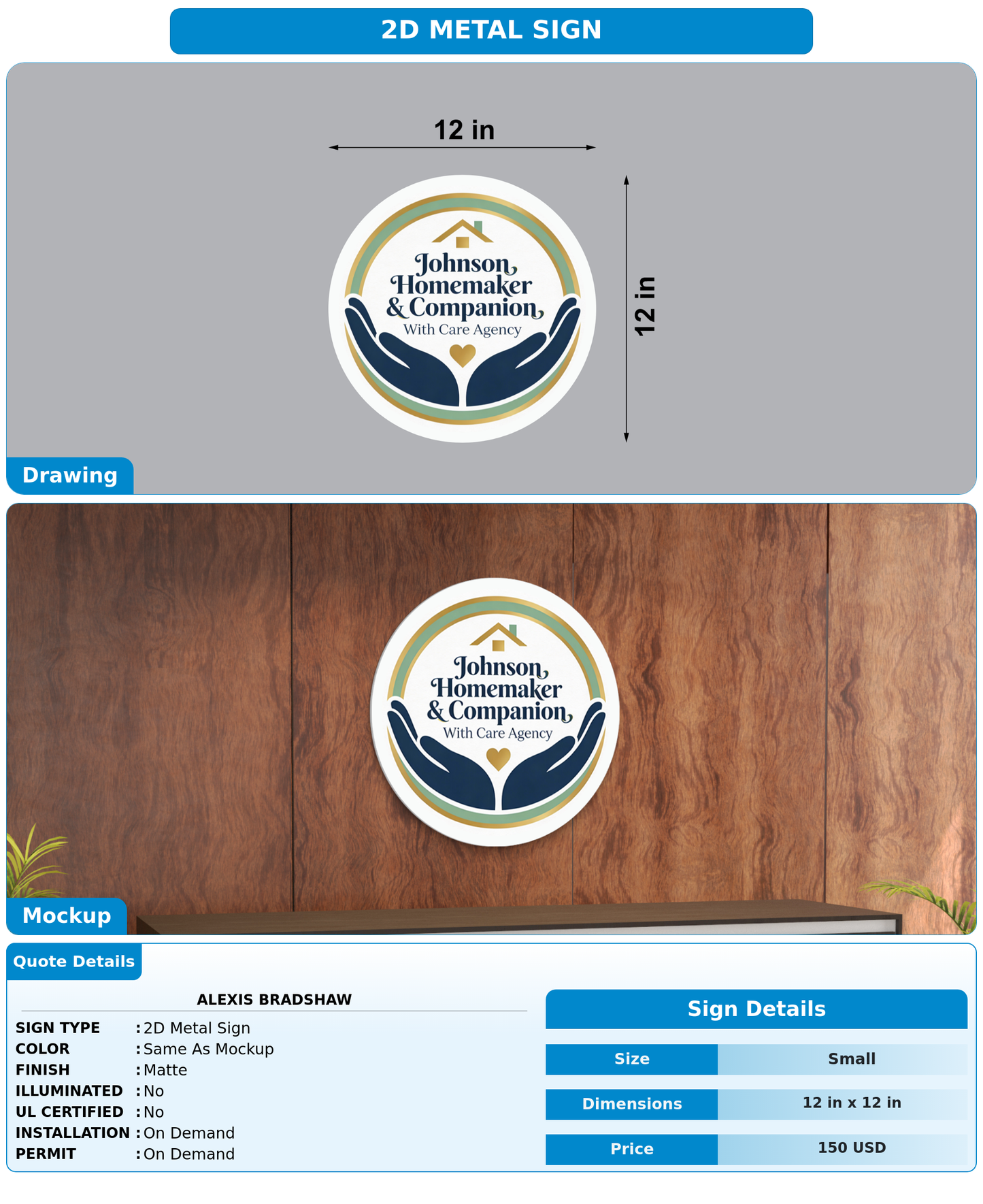 CUSTOM MOCKUP SIGN FOR Alexis Bradshaw