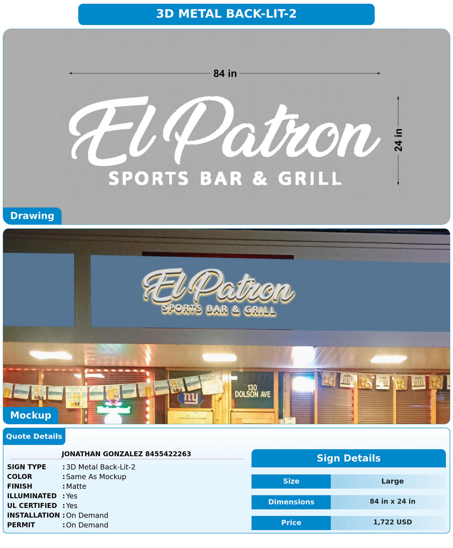 CUSTOM MOCKUP SIGN FOR Jonathan Gonzalez 8455422263