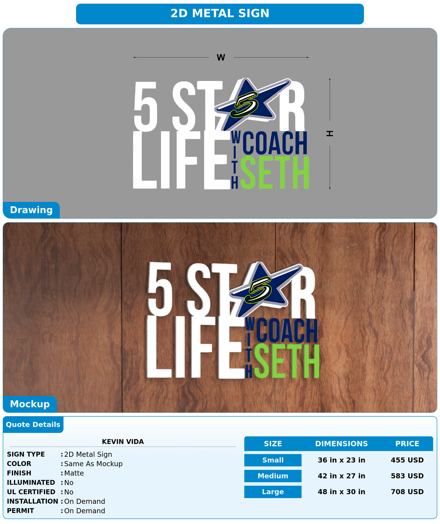 CUSTOM MOCKUP SIGN FOR kevin vida