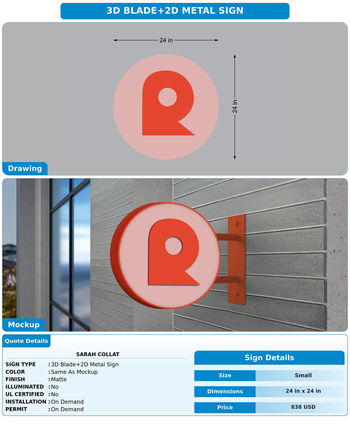 CUSTOM MOCKUP SIGN FOR Sarah Collat