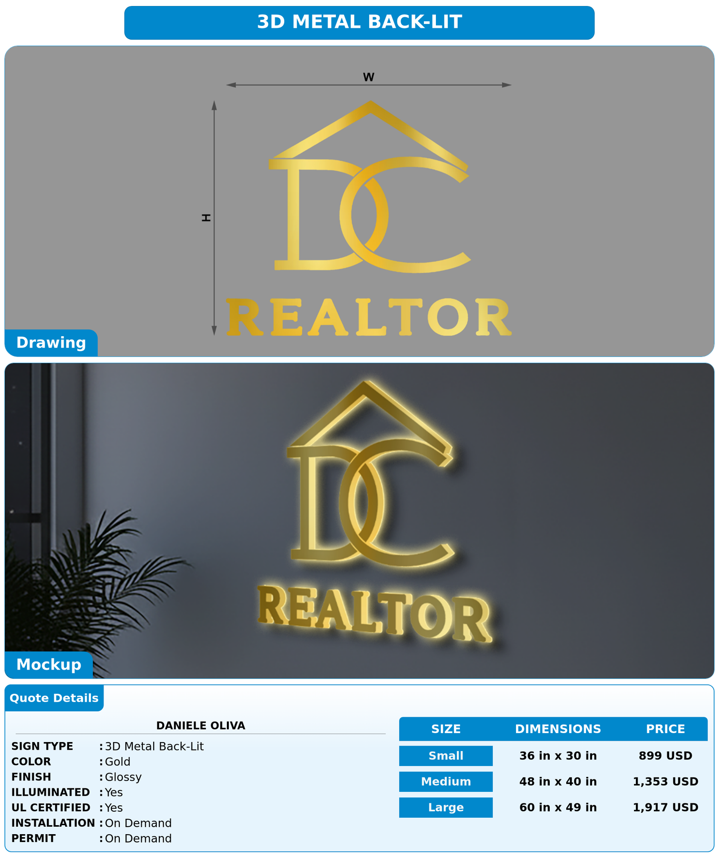 CUSTOM MOCKUP SIGN FOR DANIELE OLIVA