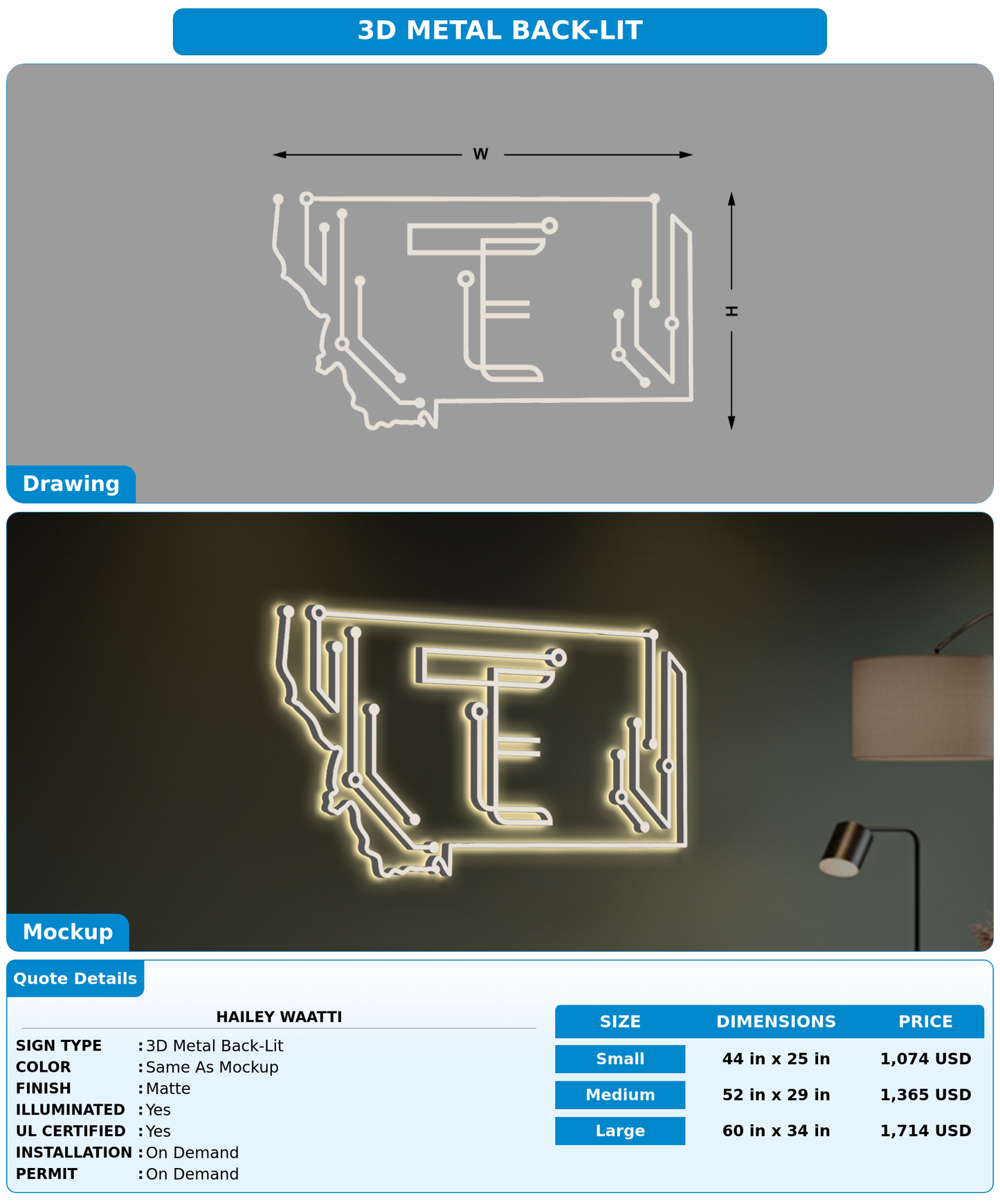 CUSTOM MOCKUP SIGN FOR Hailey Waatti