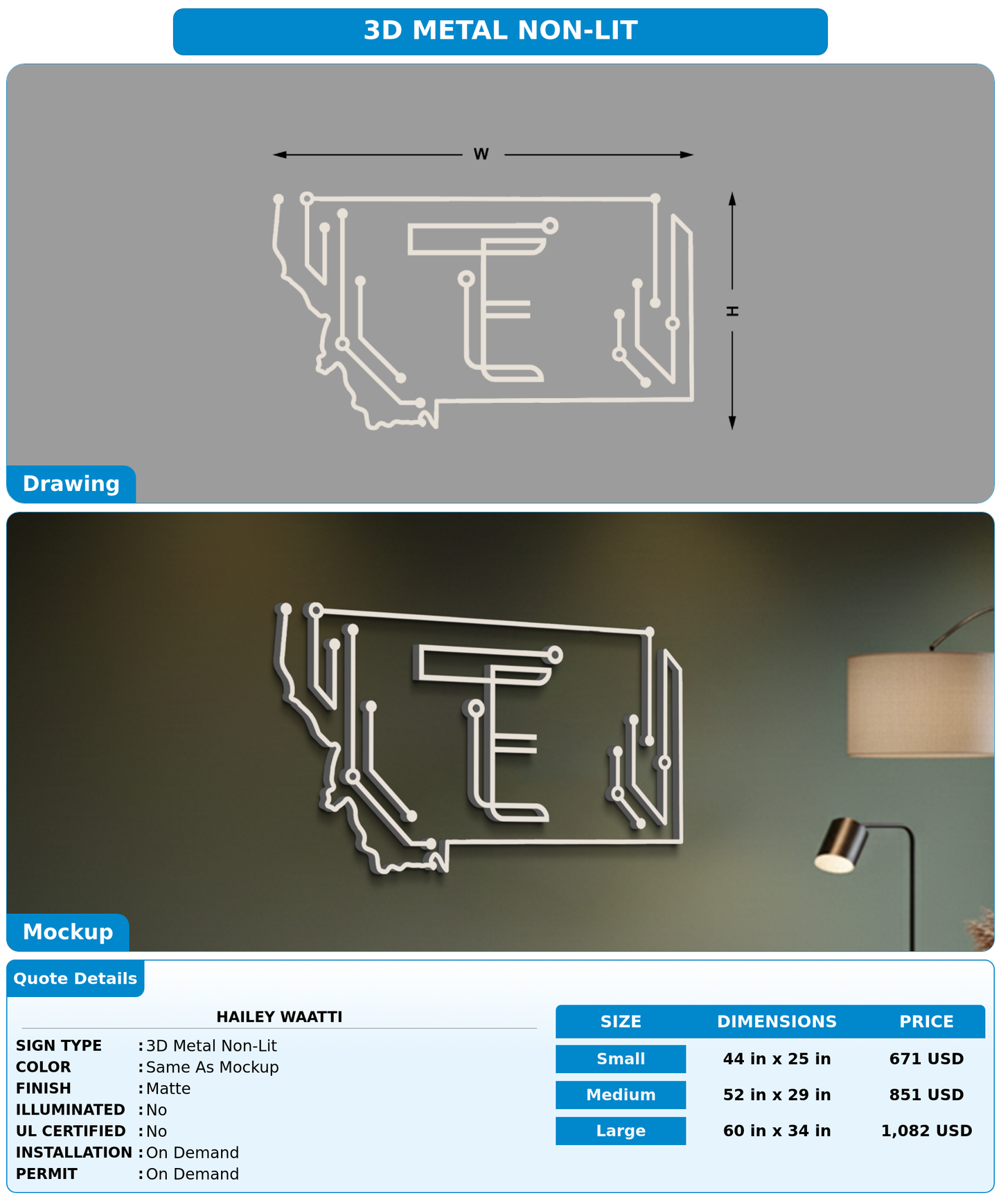 CUSTOM MOCKUP SIGN FOR Hailey Waatti