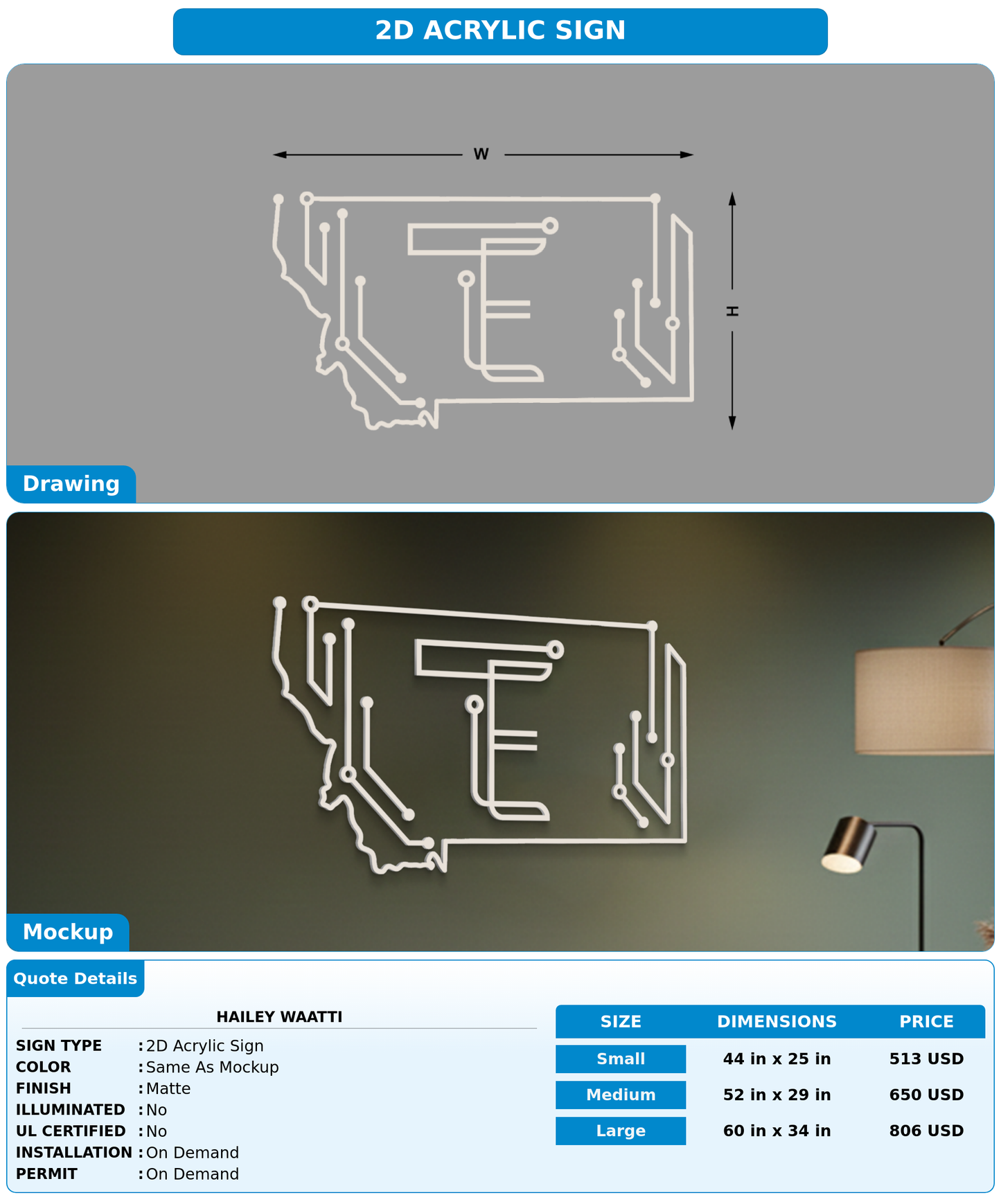 CUSTOM MOCKUP SIGN FOR Hailey Waatti