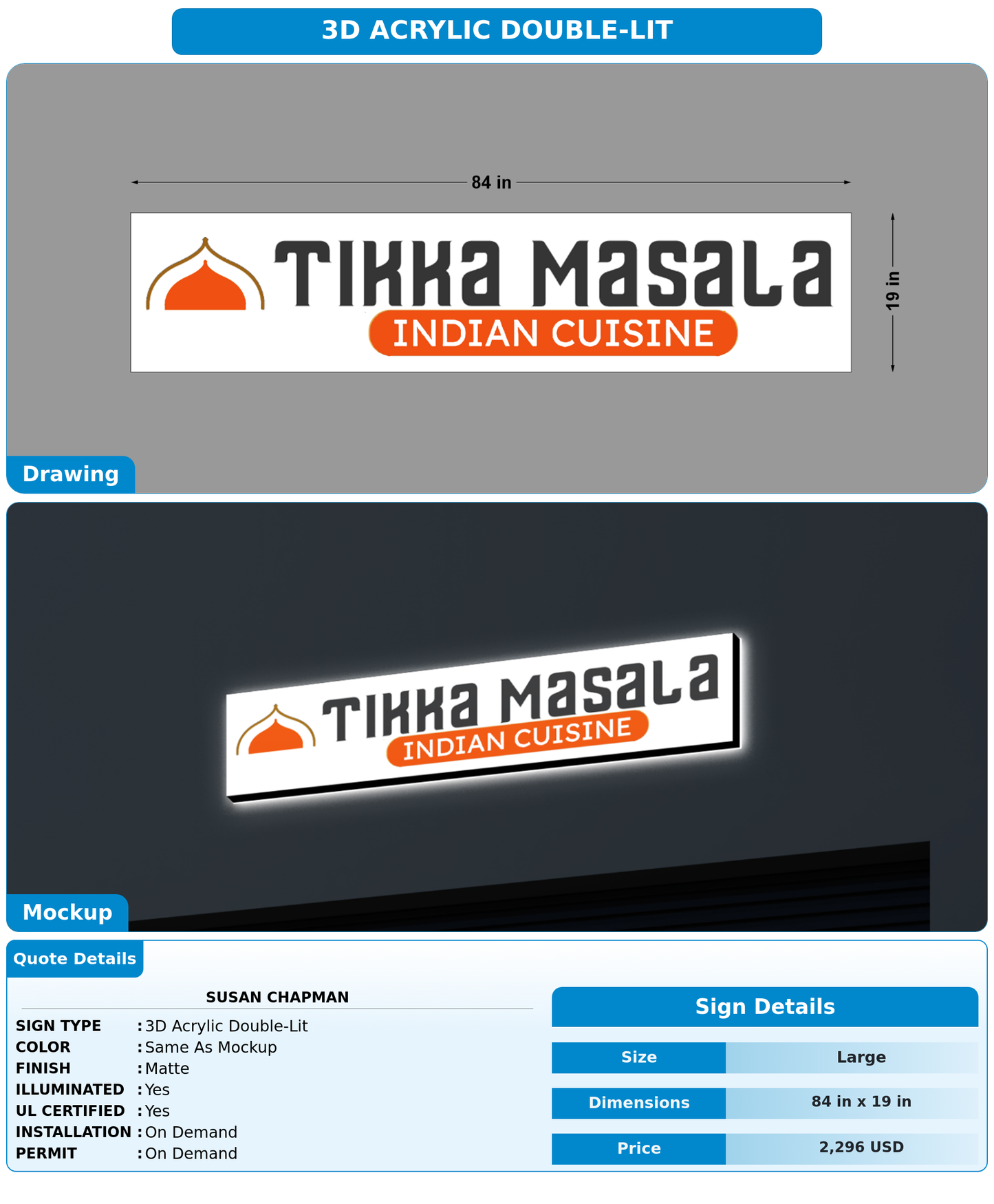 CUSTOM MOCKUP SIGN FOR Susan Chapman