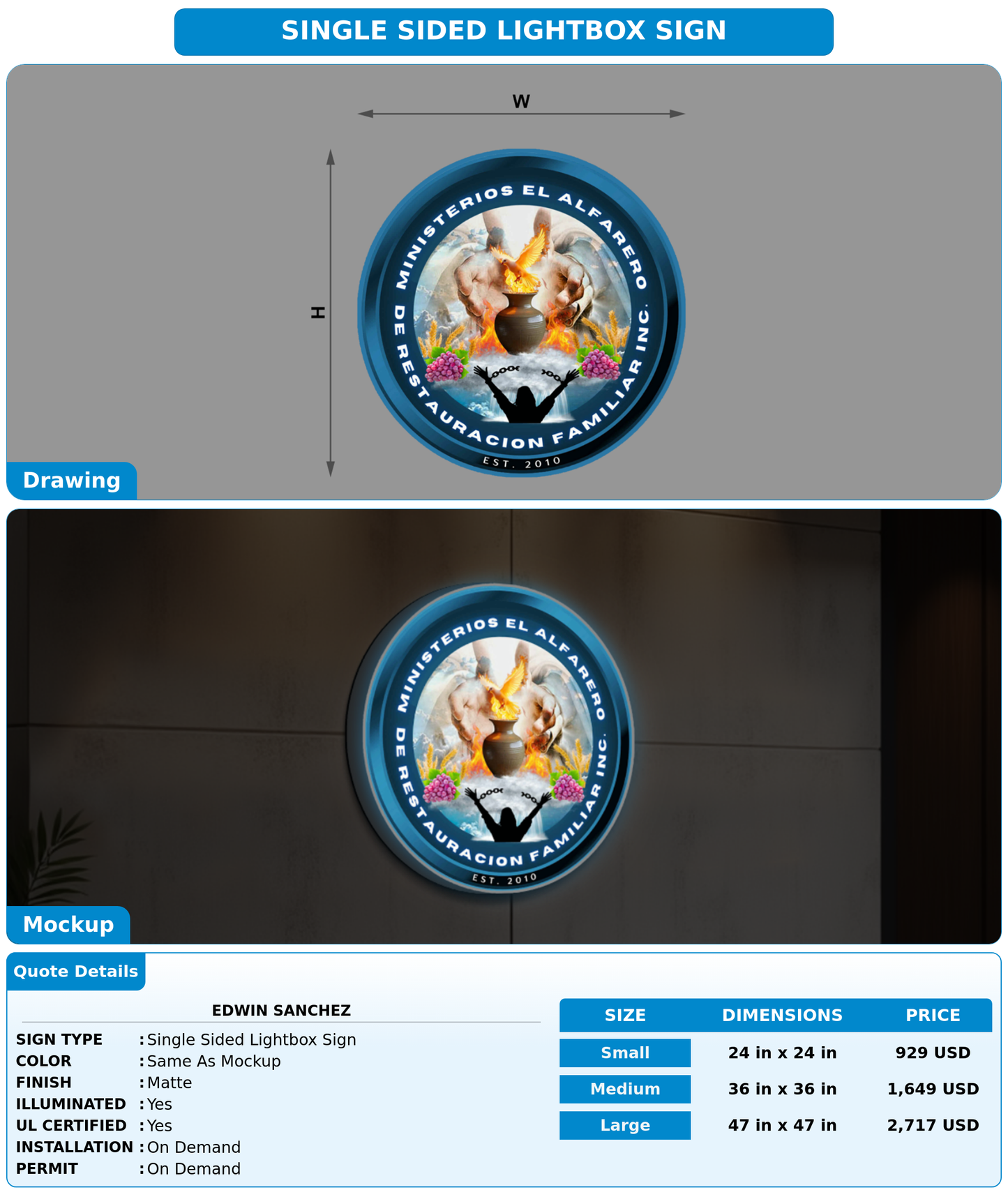 CUSTOM MOCKUP SIGN FOR Edwin Sanchez