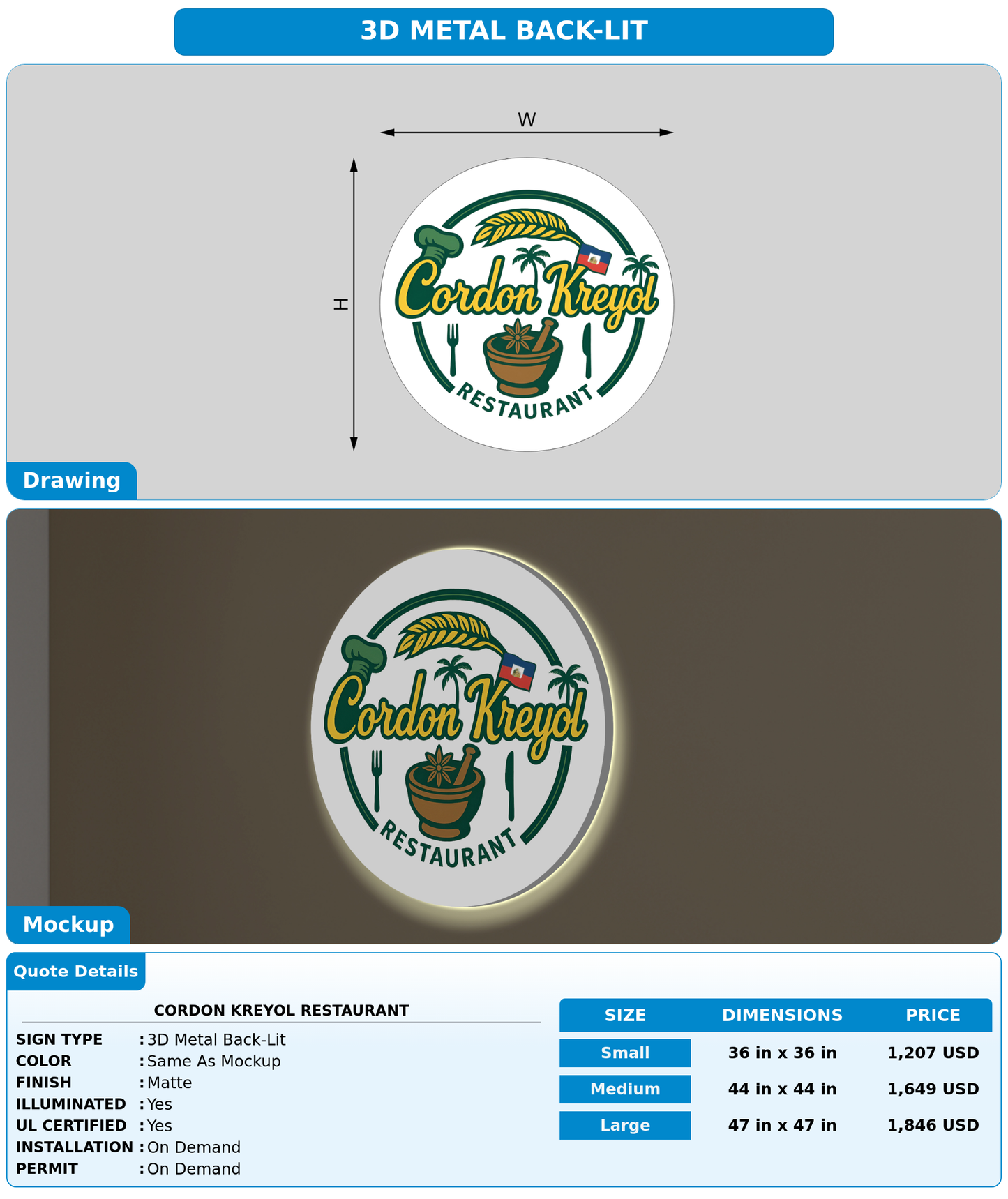 CUSTOM MOCKUP SIGN FOR Cordon kreyol Restaurant