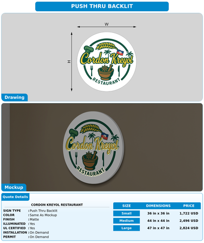 CUSTOM MOCKUP SIGN FOR Cordon kreyol Restaurant
