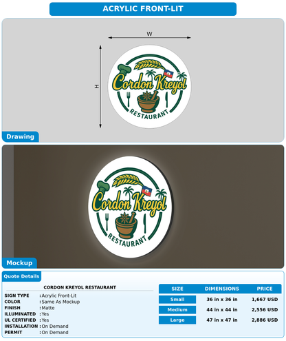 CUSTOM MOCKUP SIGN FOR Cordon kreyol Restaurant