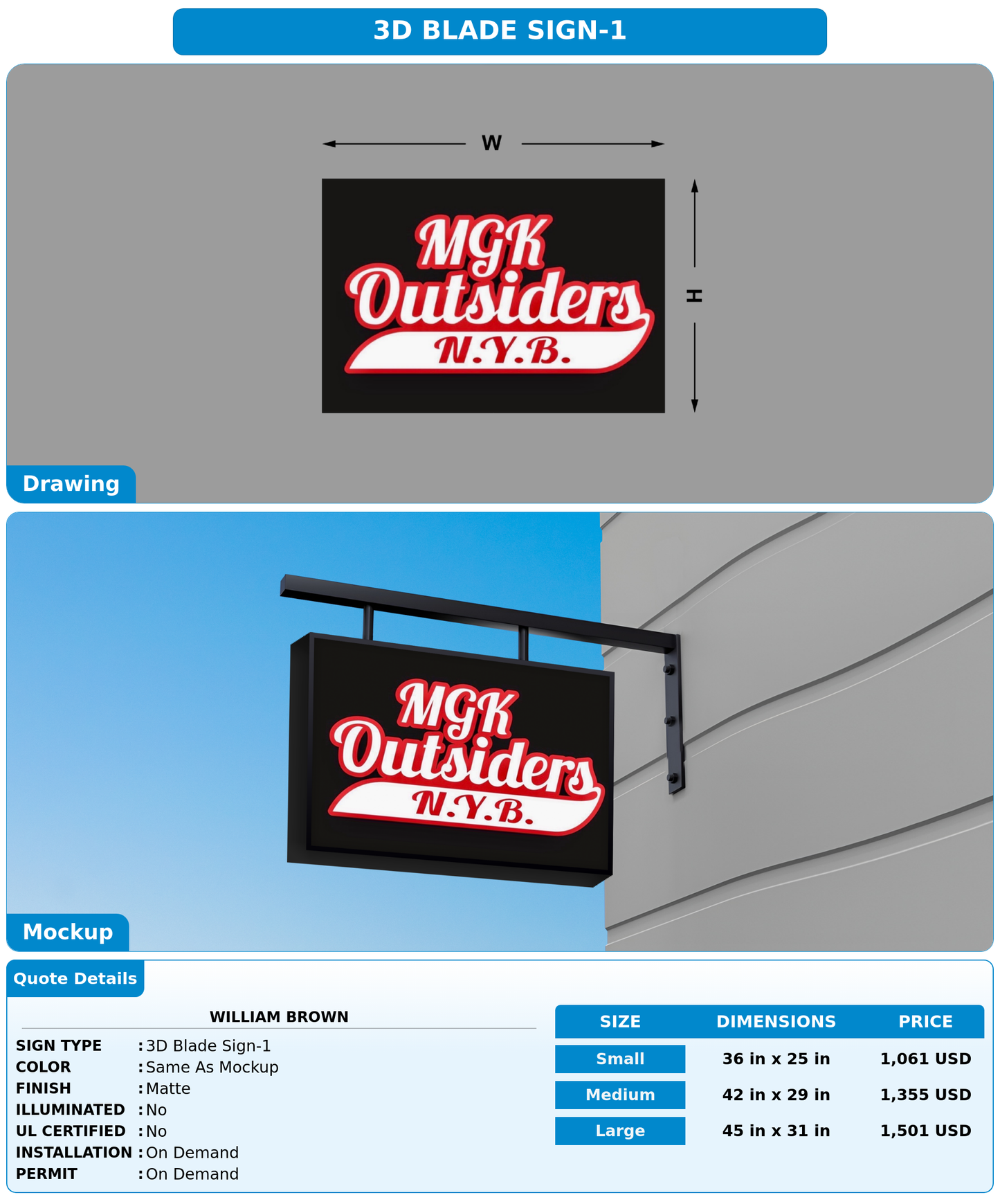 CUSTOM MOCKUP SIGN FOR william brown