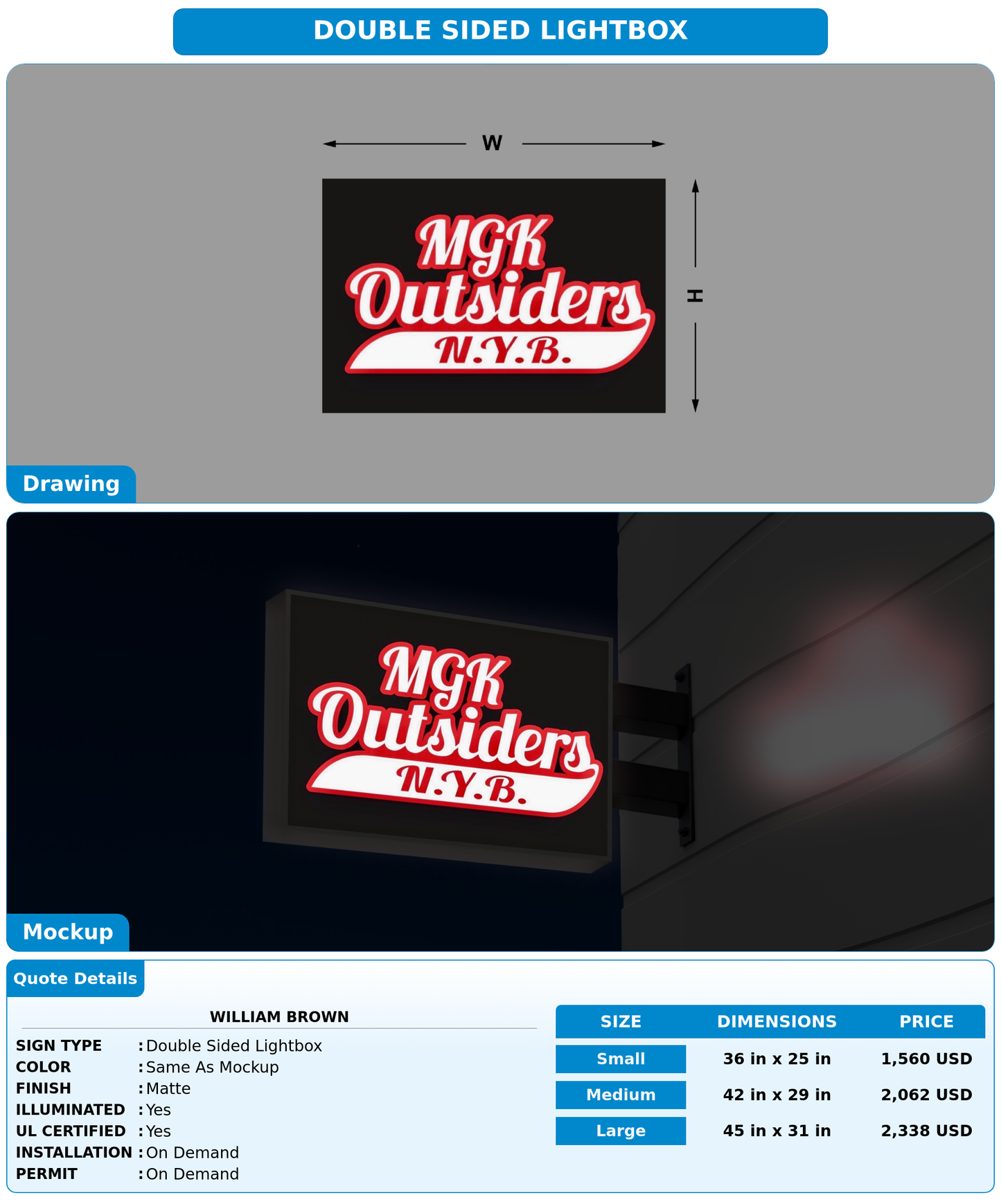 CUSTOM MOCKUP SIGN FOR william brown