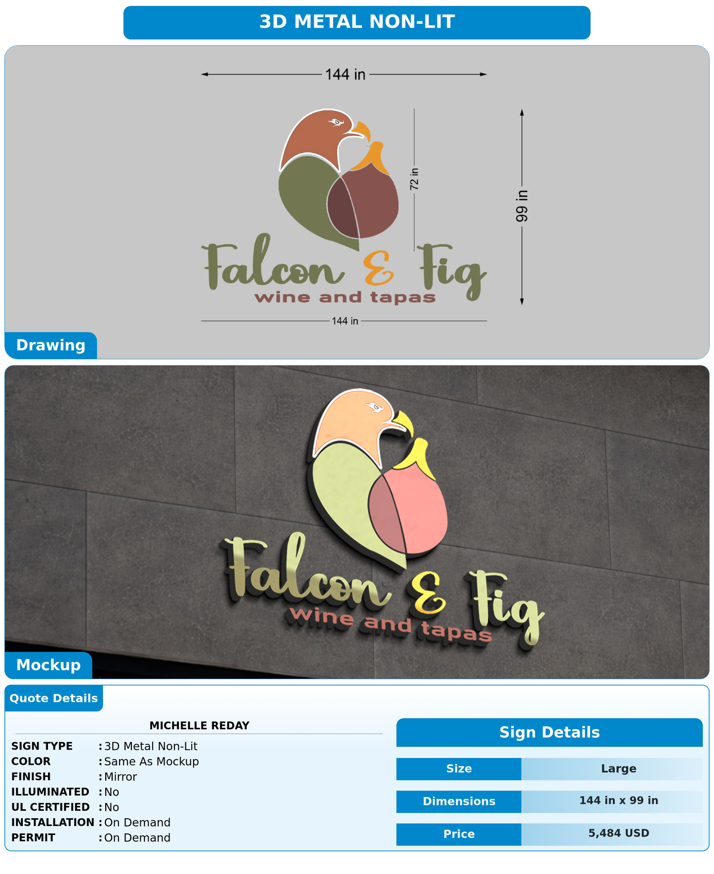 CUSTOM MOCKUP SIGN FOR Michelle Reday