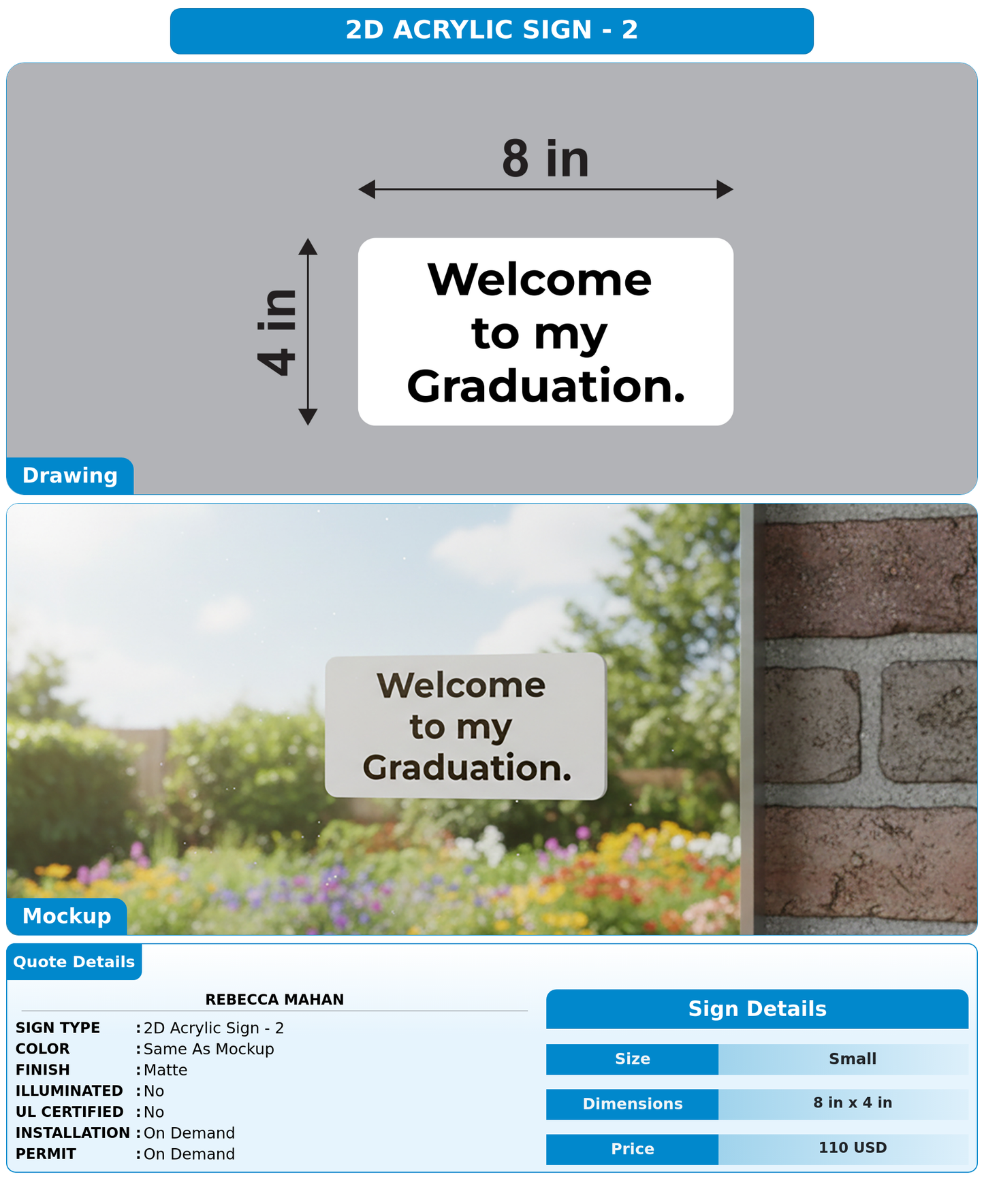 CUSTOM MOCKUP SIGN FOR Rebecca Mahan