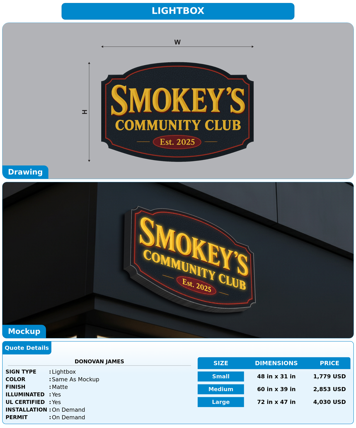 CUSTOM MOCKUP SIGN FOR Donovan James