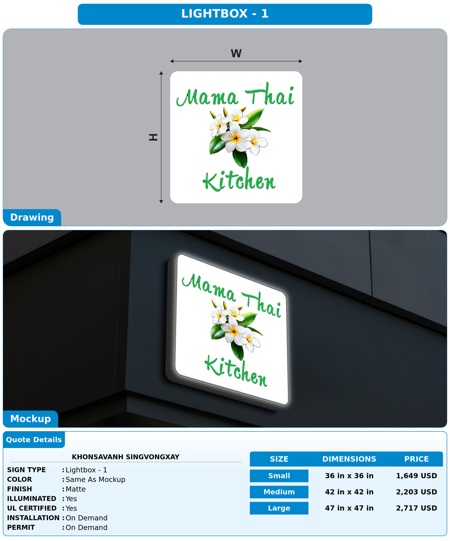 CUSTOM MOCKUP SIGN FOR Khonsavanh Singvongxay