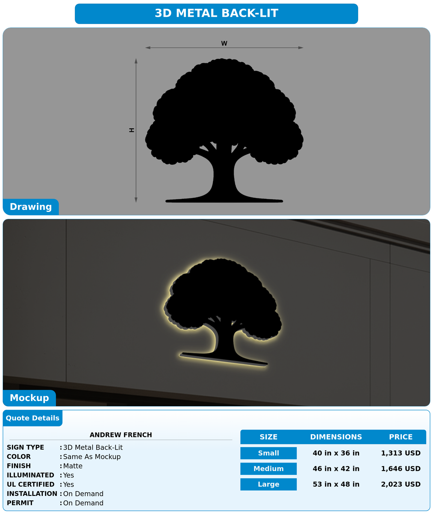 CUSTOM MOCKUP SIGN FOR Andrew French