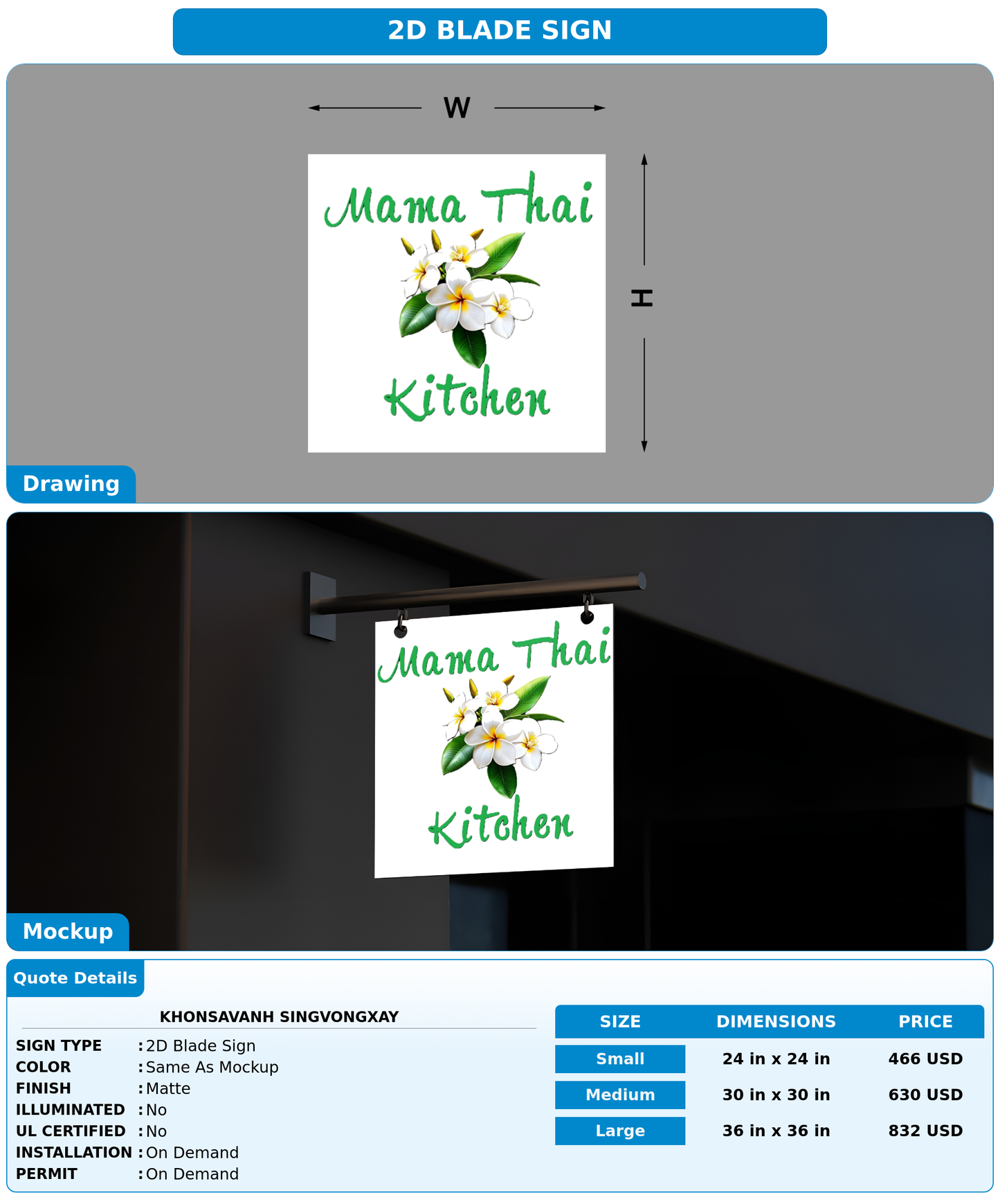 CUSTOM MOCKUP SIGN FOR Khonsavanh Singvongxay