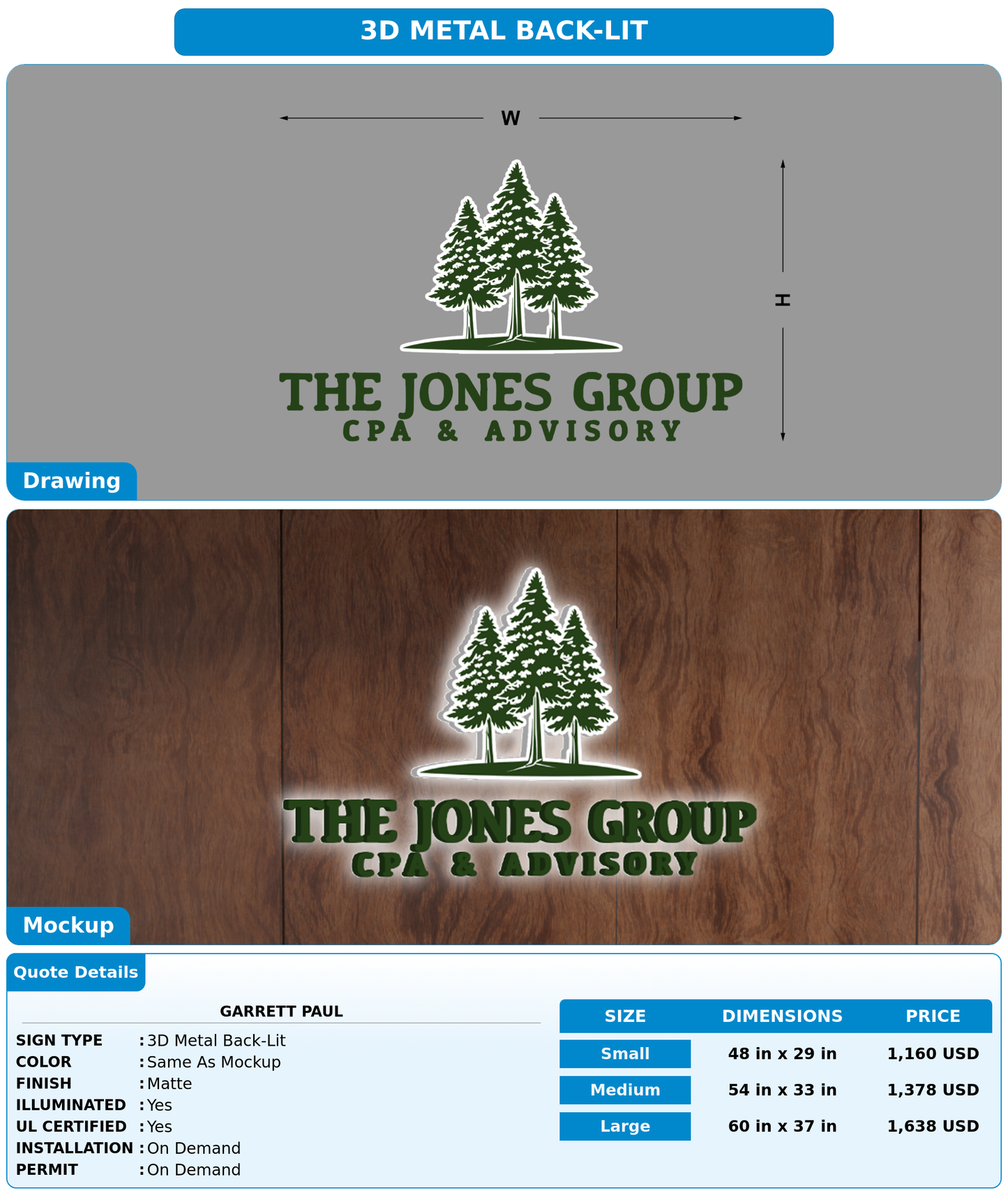 CUSTOM MOCKUP SIGN FOR Garrett Paul