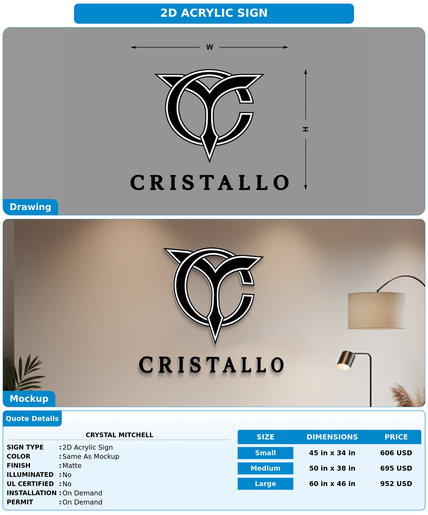 CUSTOM MOCKUP SIGN FOR Crystal Mitchell