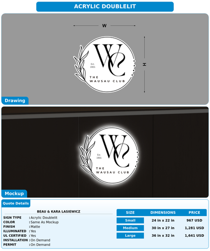 CUSTOM MOCKUP SIGN FOR Beau & Kara Lasiewicz