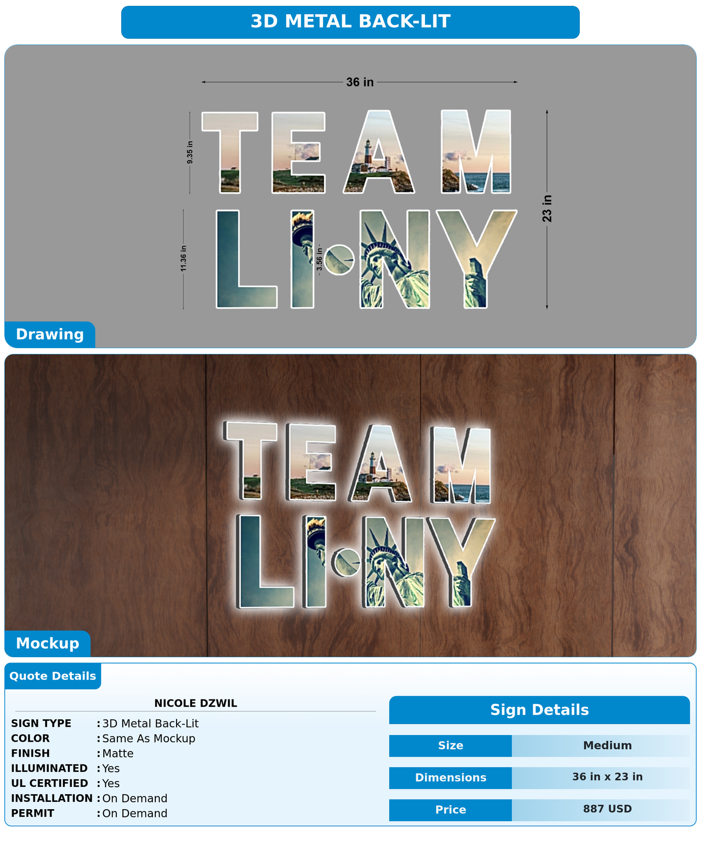 CUSTOM MOCKUP SIGN FOR Nicole Dzwil