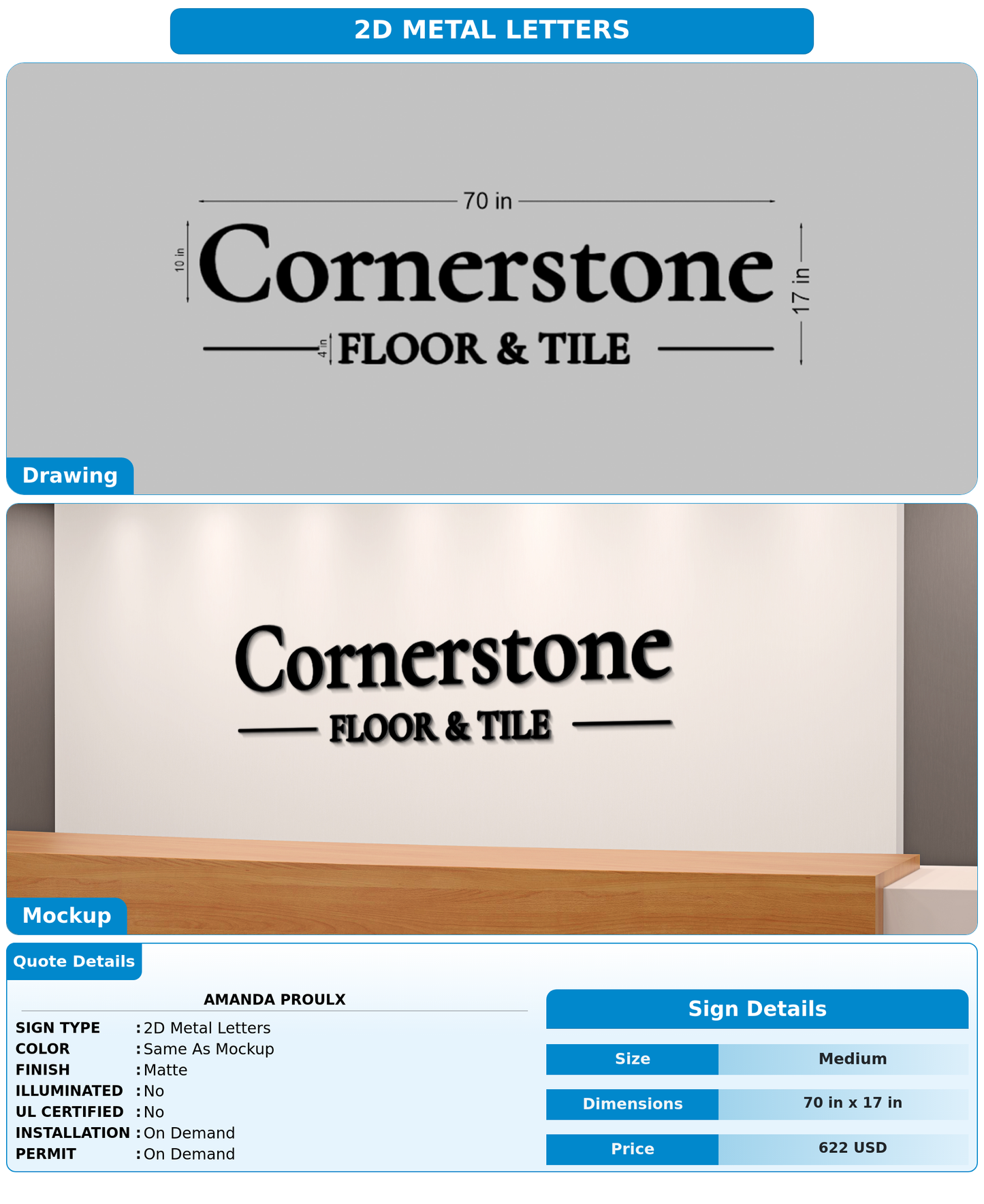 CUSTOM MOCKUP SIGN FOR Amanda Proulx