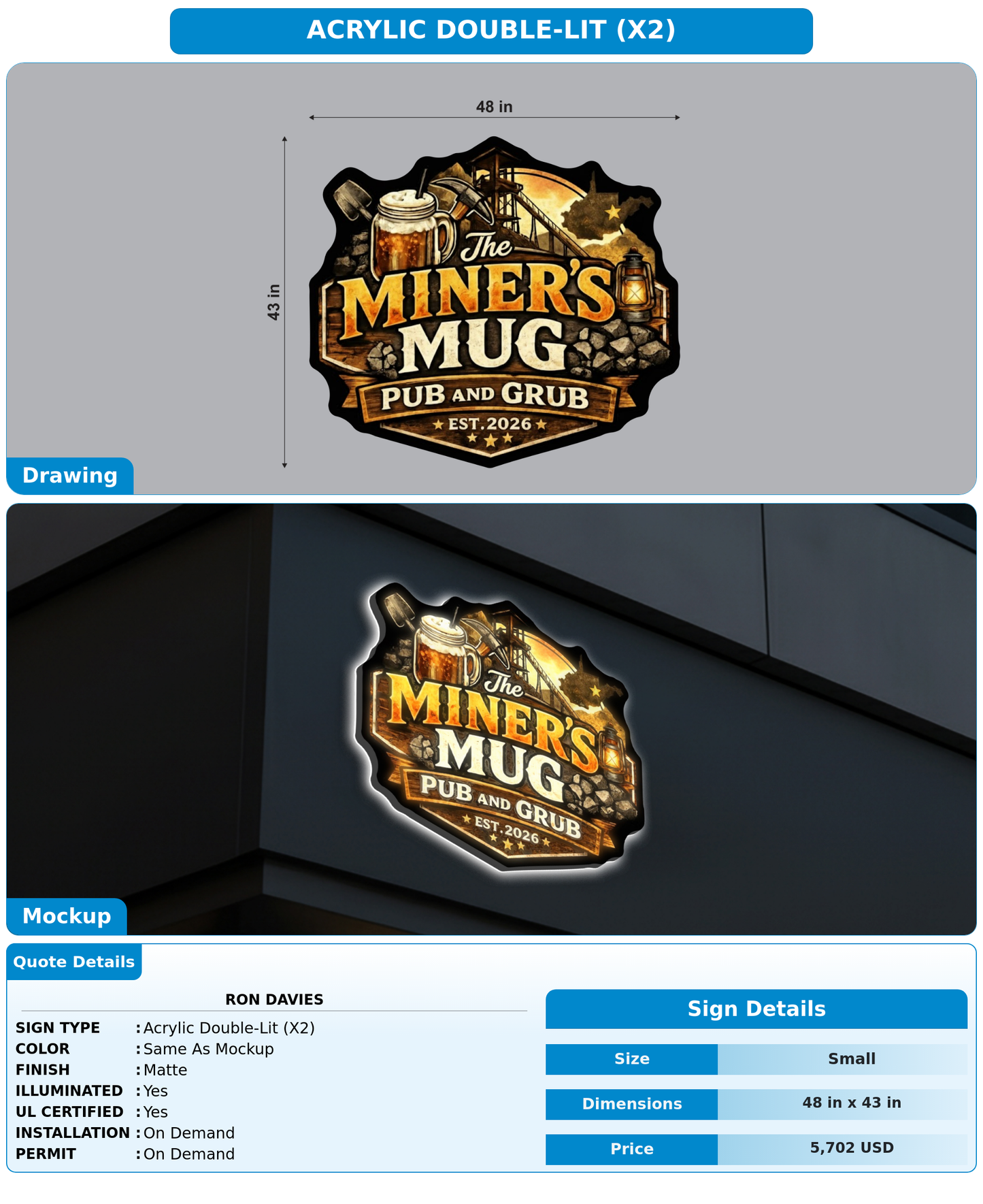 CUSTOM MOCKUP SIGN FOR Ron Davies