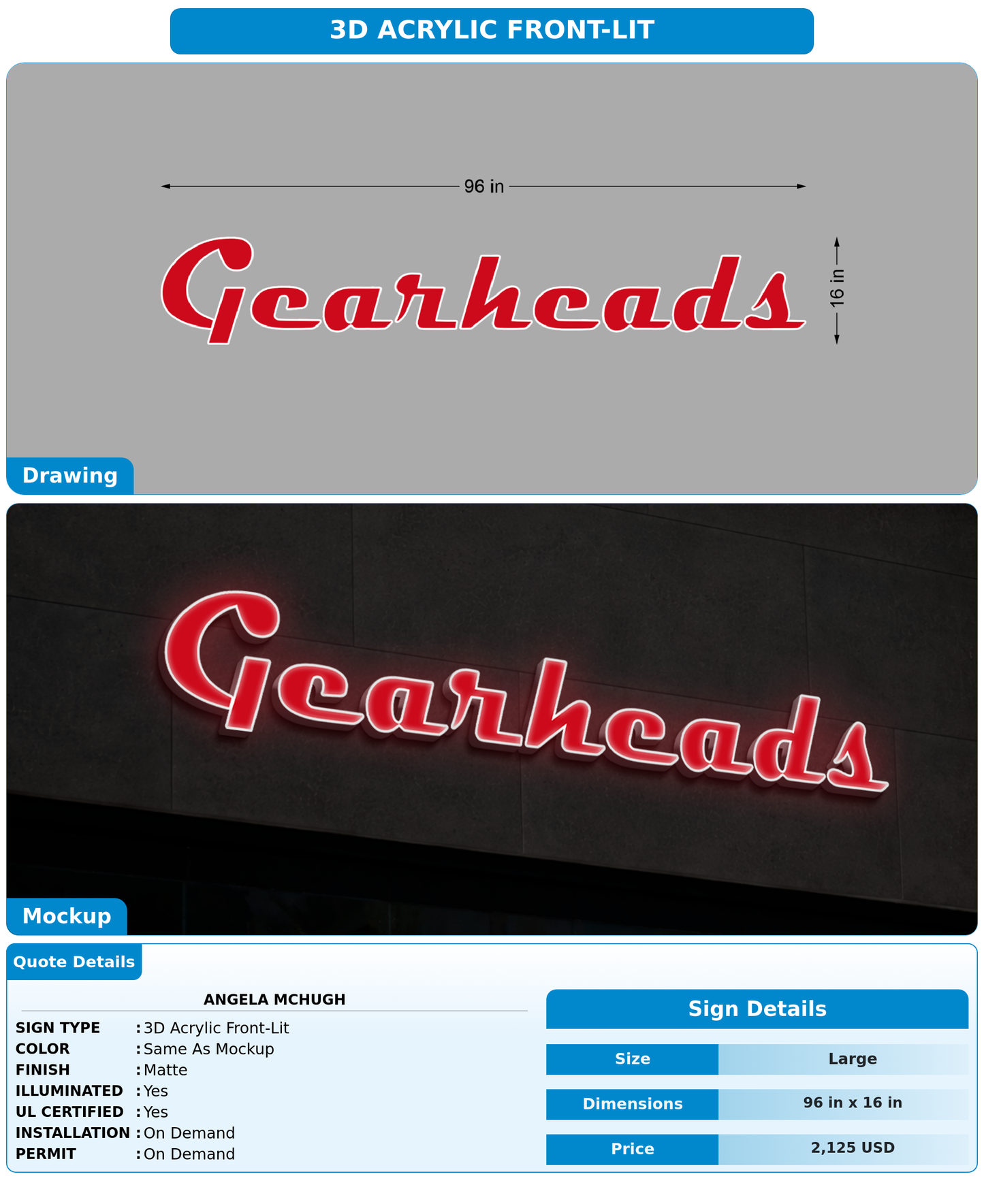 CUSTOM MOCKUP SIGN FOR Angela McHugh