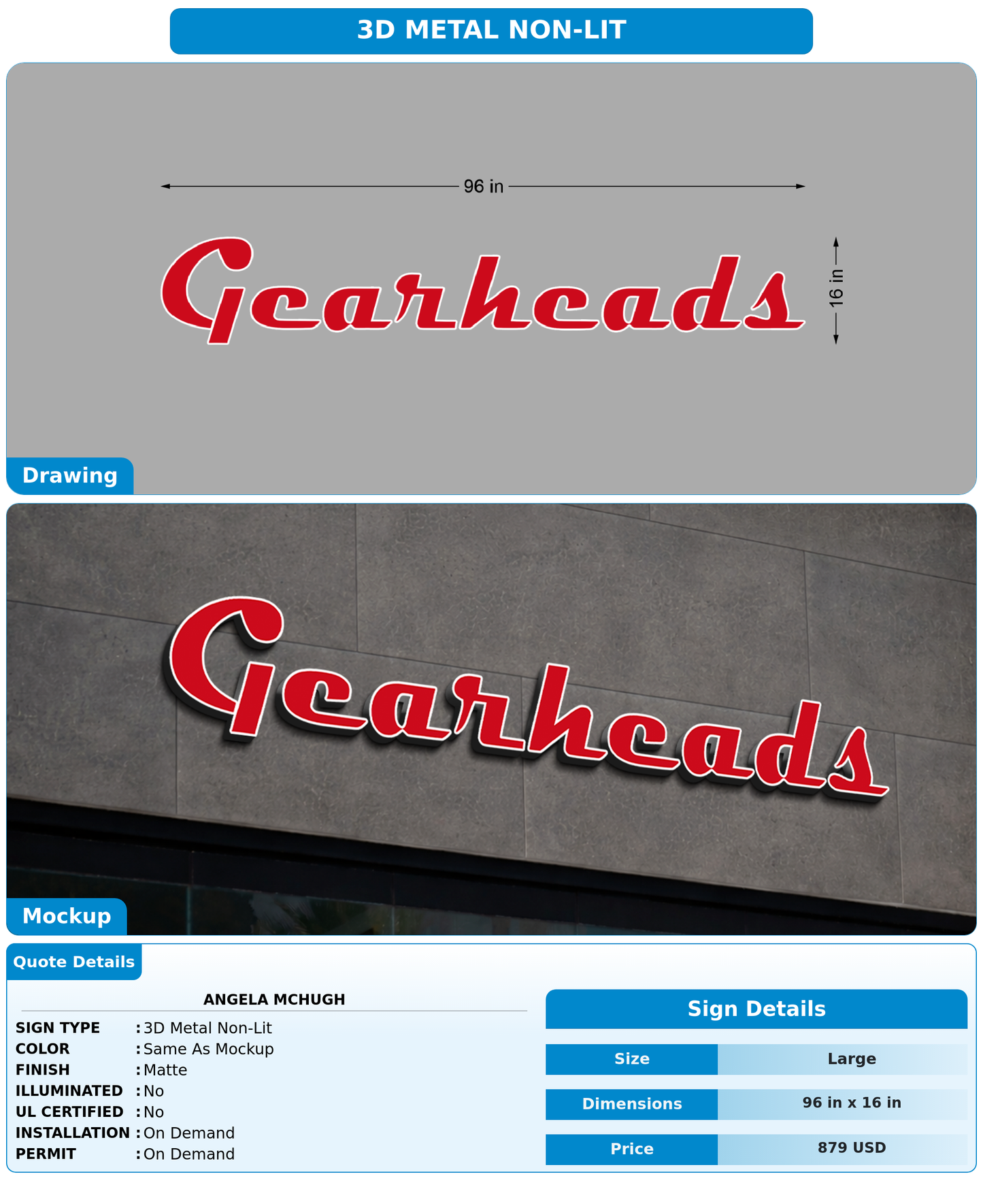 CUSTOM MOCKUP SIGN FOR Angela McHugh
