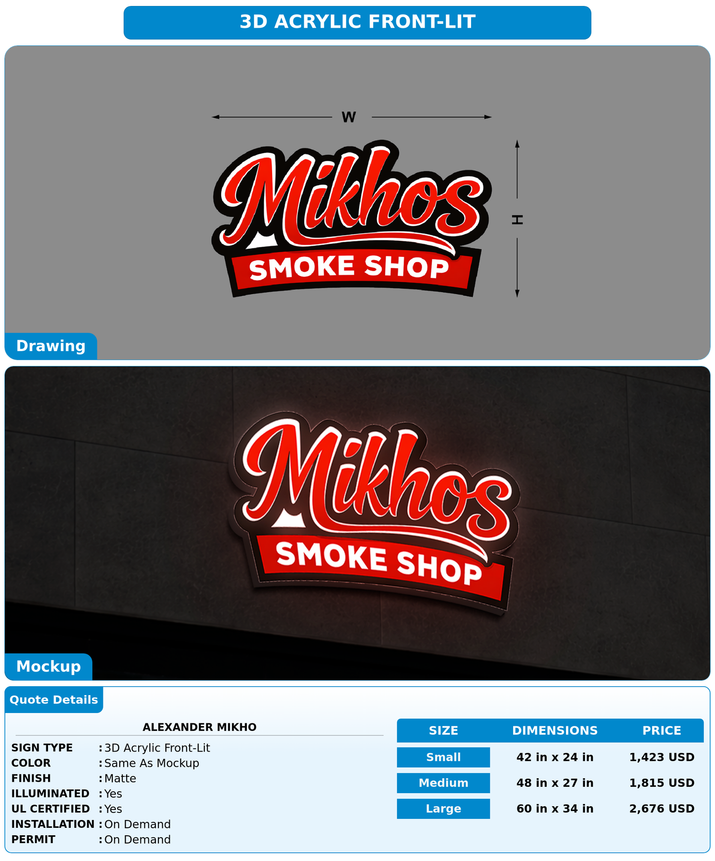 CUSTOM MOCKUP SIGN FOR Alexander Mikho
