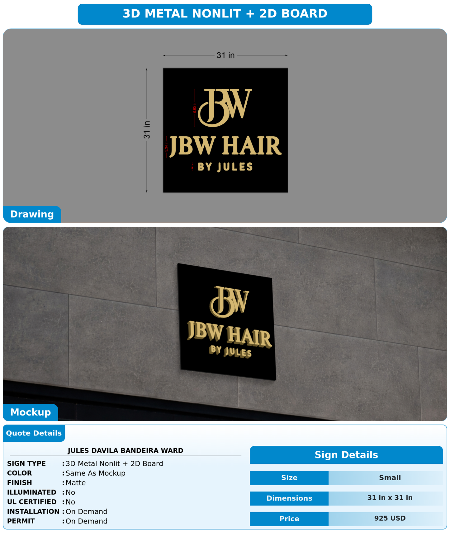 CUSTOM MOCKUP SIGN FOR Jules Davila Bandeira Ward