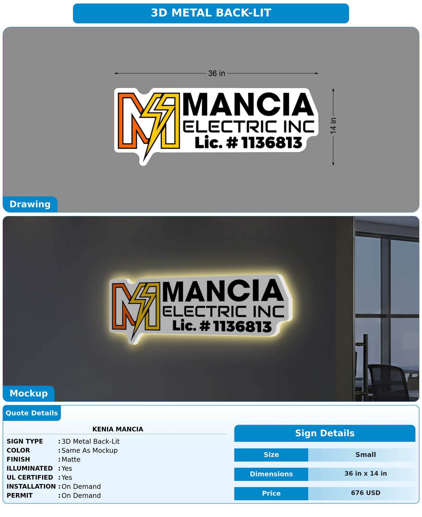 CUSTOM MOCKUP SIGN FOR Kenia Mancia