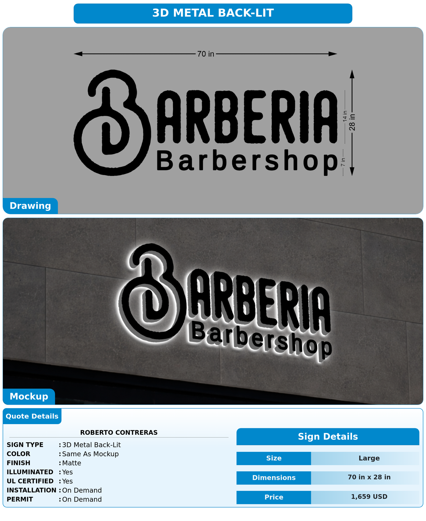CUSTOM MOCKUP SIGN FOR Roberto Contreras