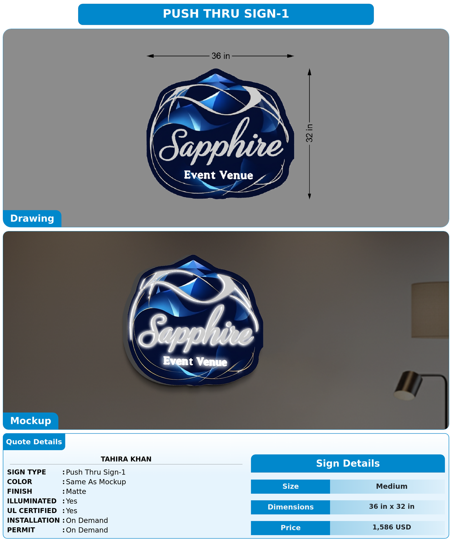 CUSTOM MOCKUP SIGN FOR Tahira Khan