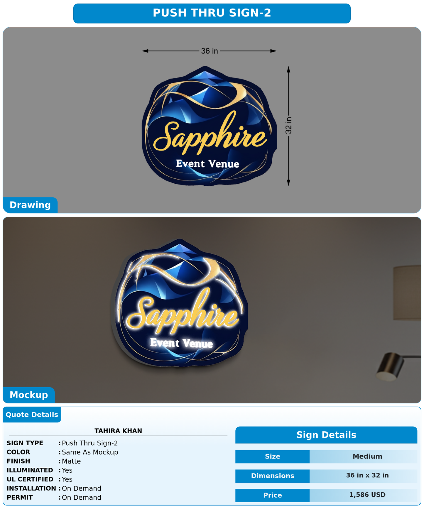 CUSTOM MOCKUP SIGN FOR Tahira Khan