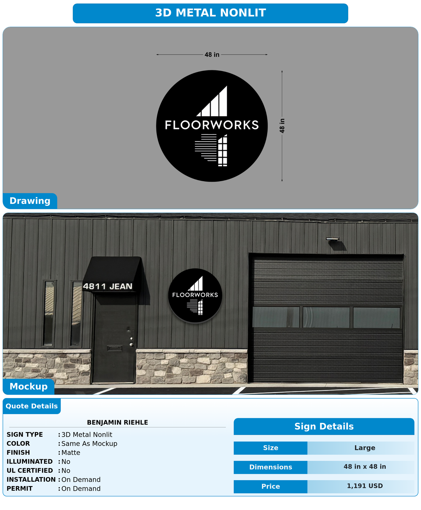 CUSTOM MOCKUP SIGN FOR Benjamin Riehle