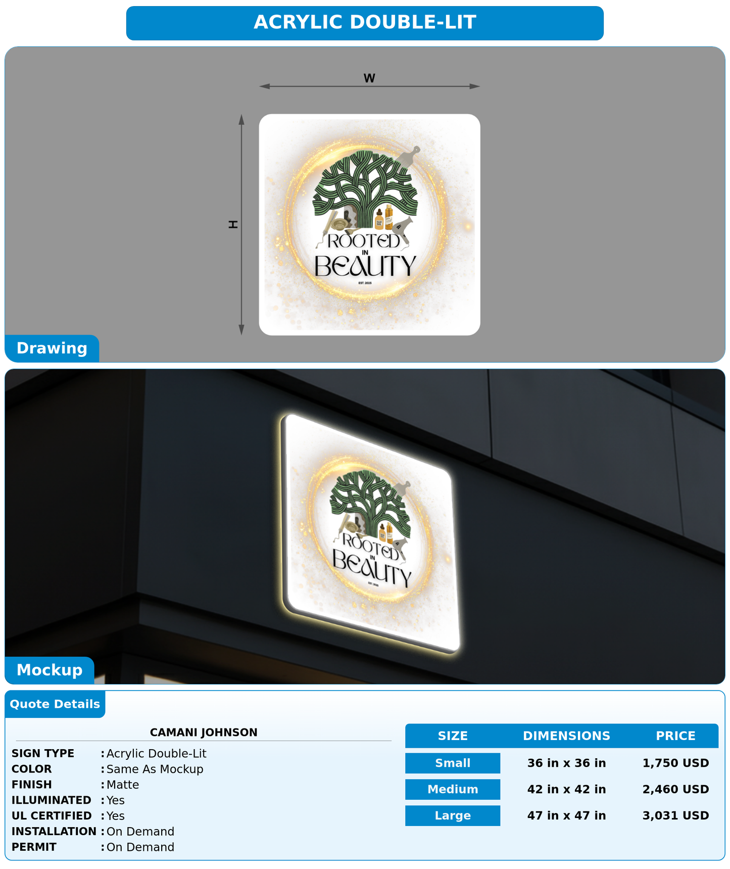 CUSTOM MOCKUP SIGN FOR Camani Johnson
