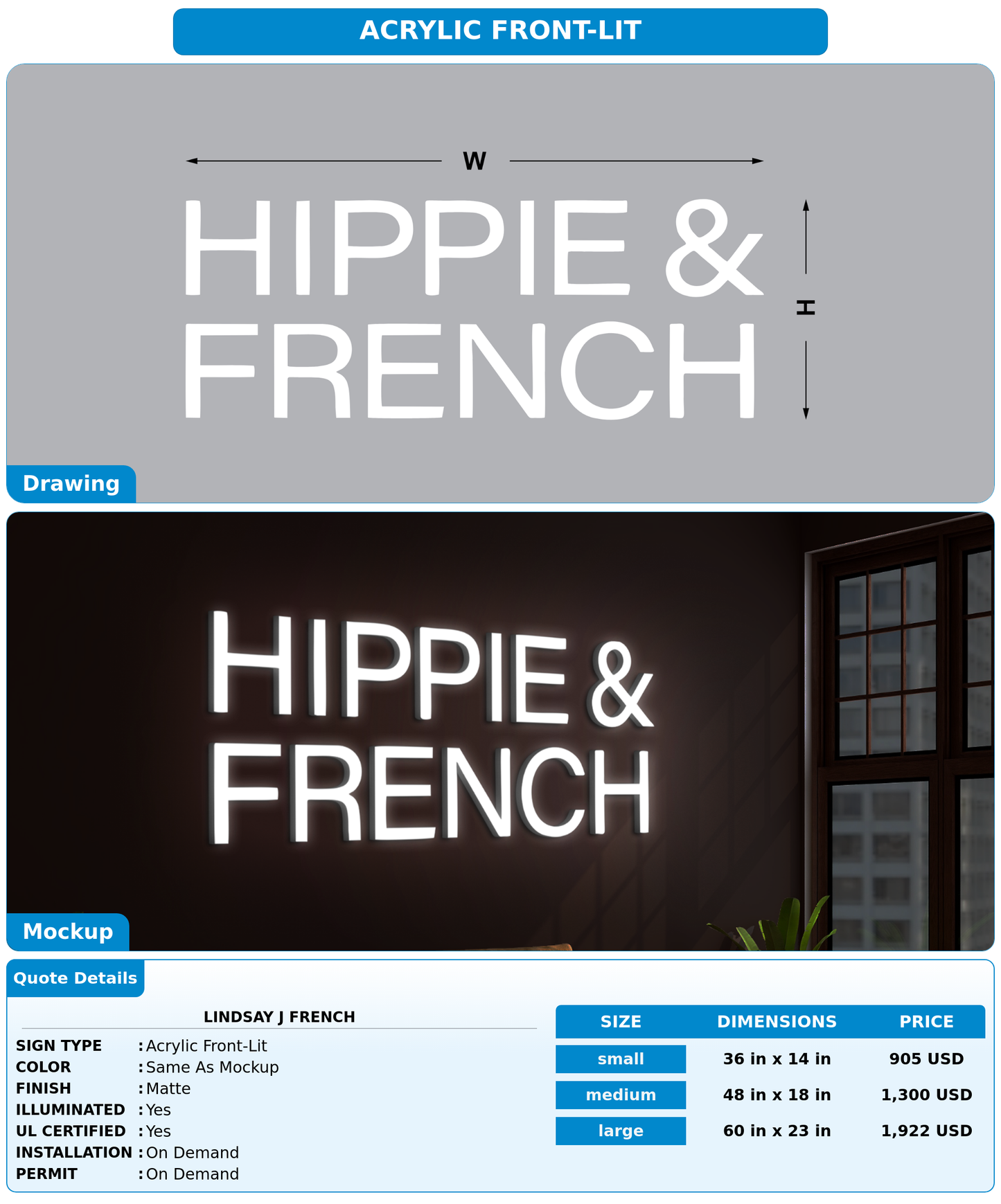 CUSTOM MOCKUP SIGN FOR Lindsay J French