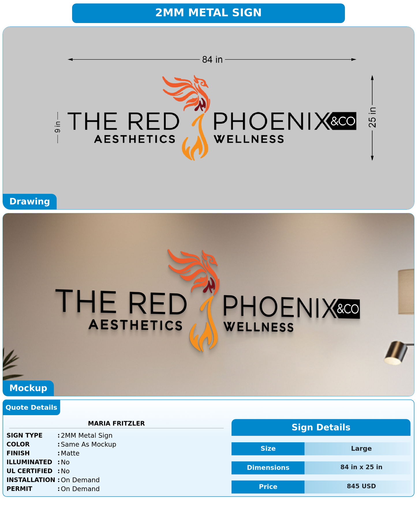 CUSTOM MOCKUP SIGN FOR Maria Fritzler