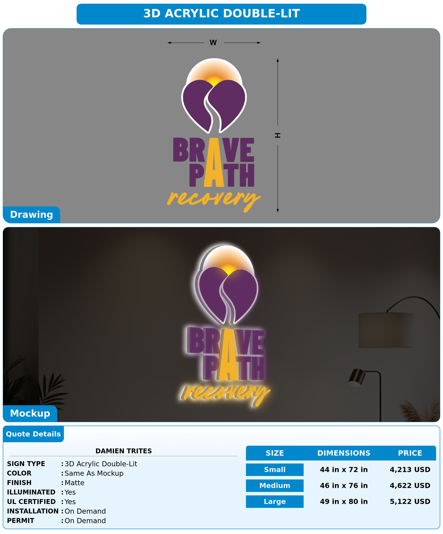 CUSTOM MOCKUP SIGN FOR Damien Trites