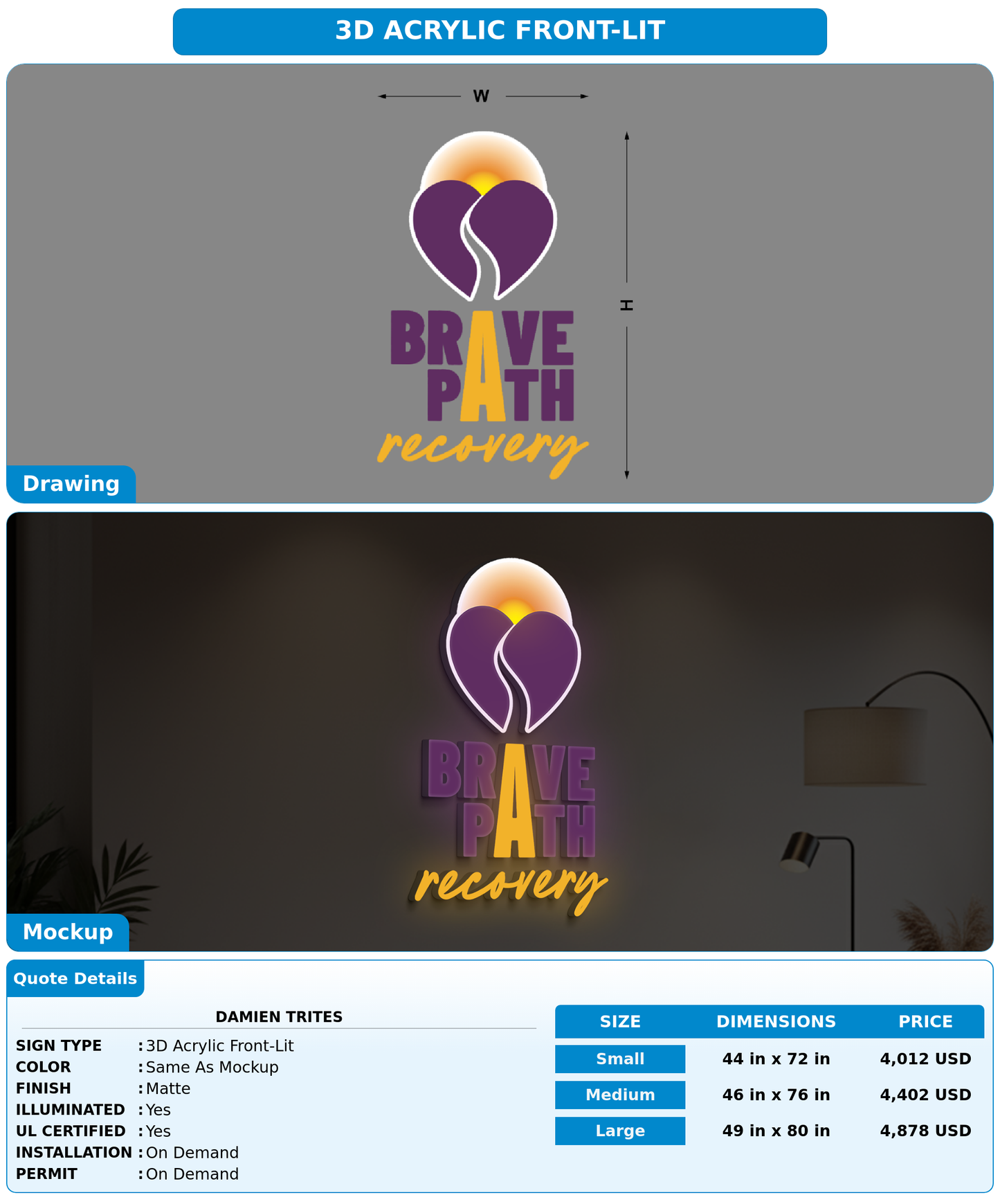 CUSTOM MOCKUP SIGN FOR Damien Trites