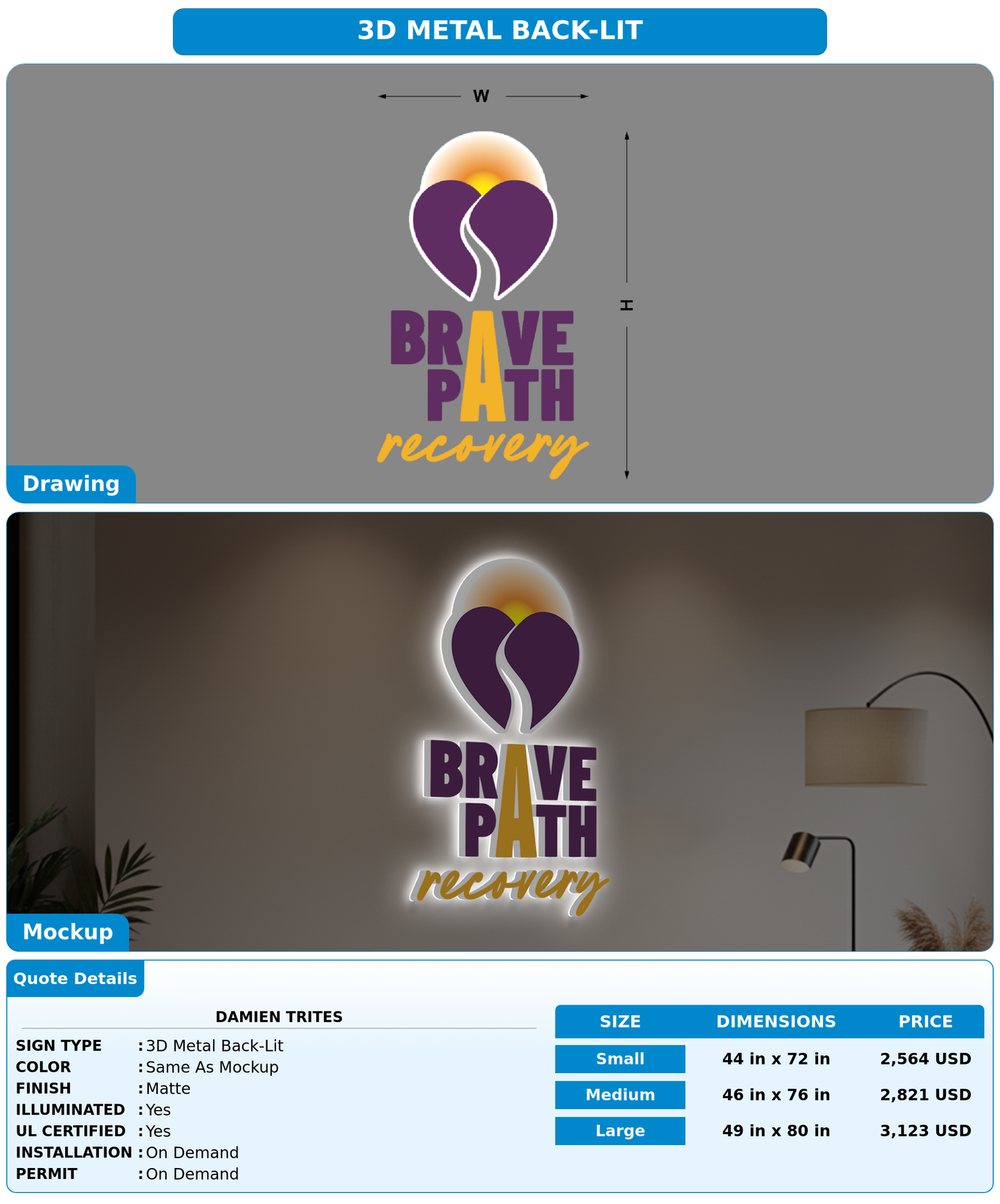 CUSTOM MOCKUP SIGN FOR Damien Trites