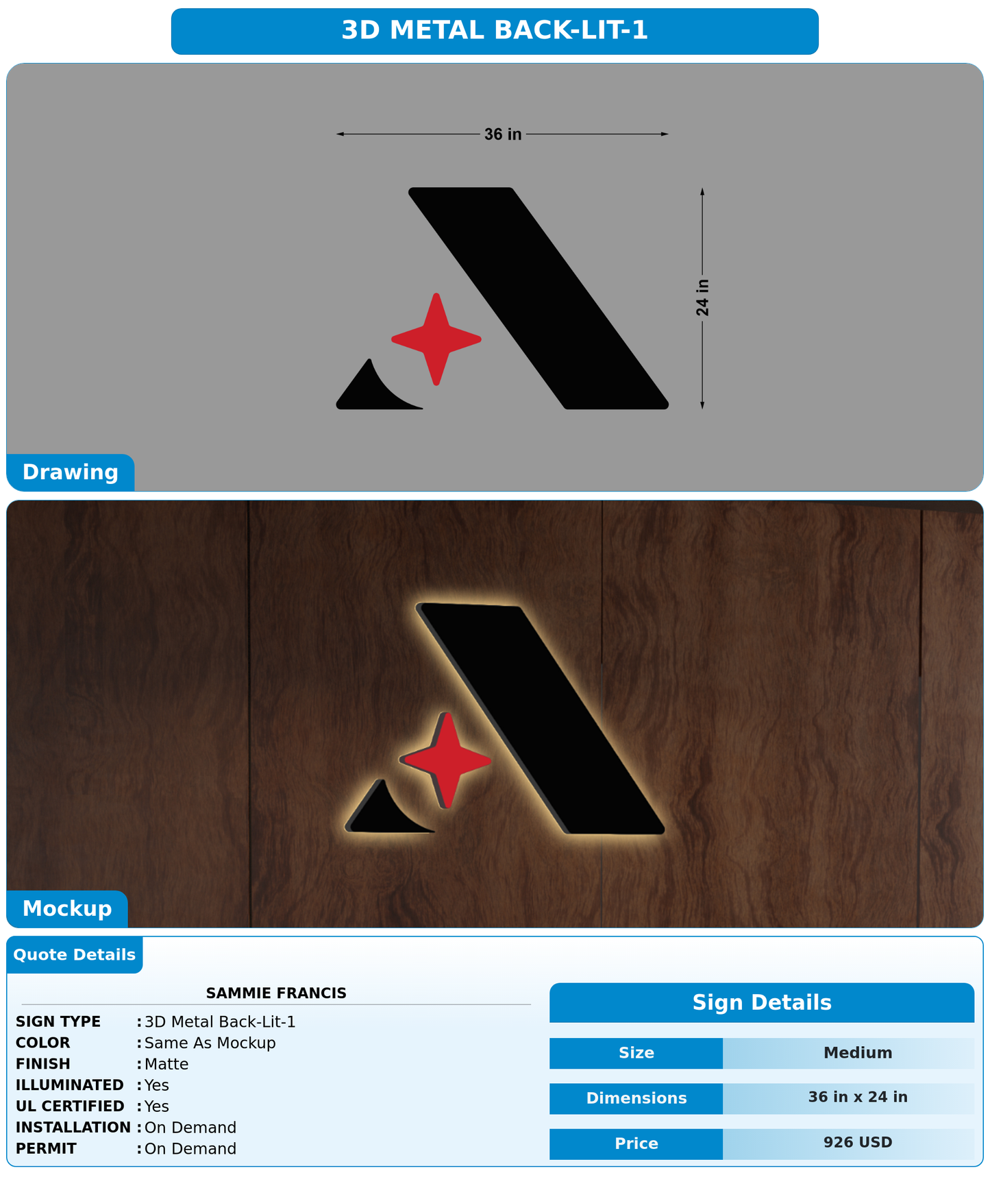 CUSTOM MOCKUP SIGN FOR Sammie Francis