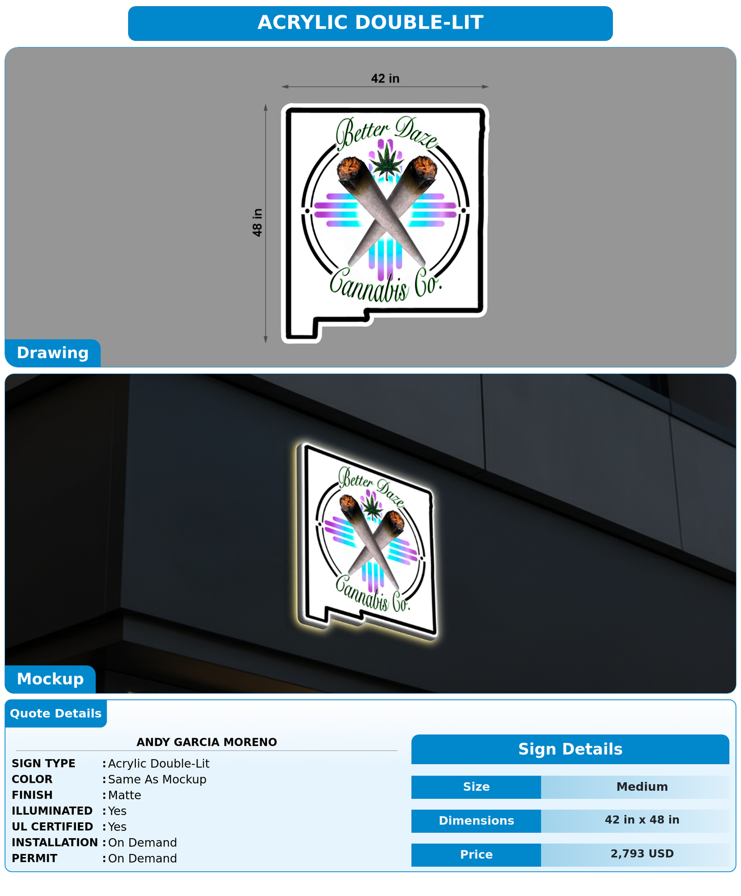 CUSTOM MOCKUP SIGN FOR Andy Garcia Moreno