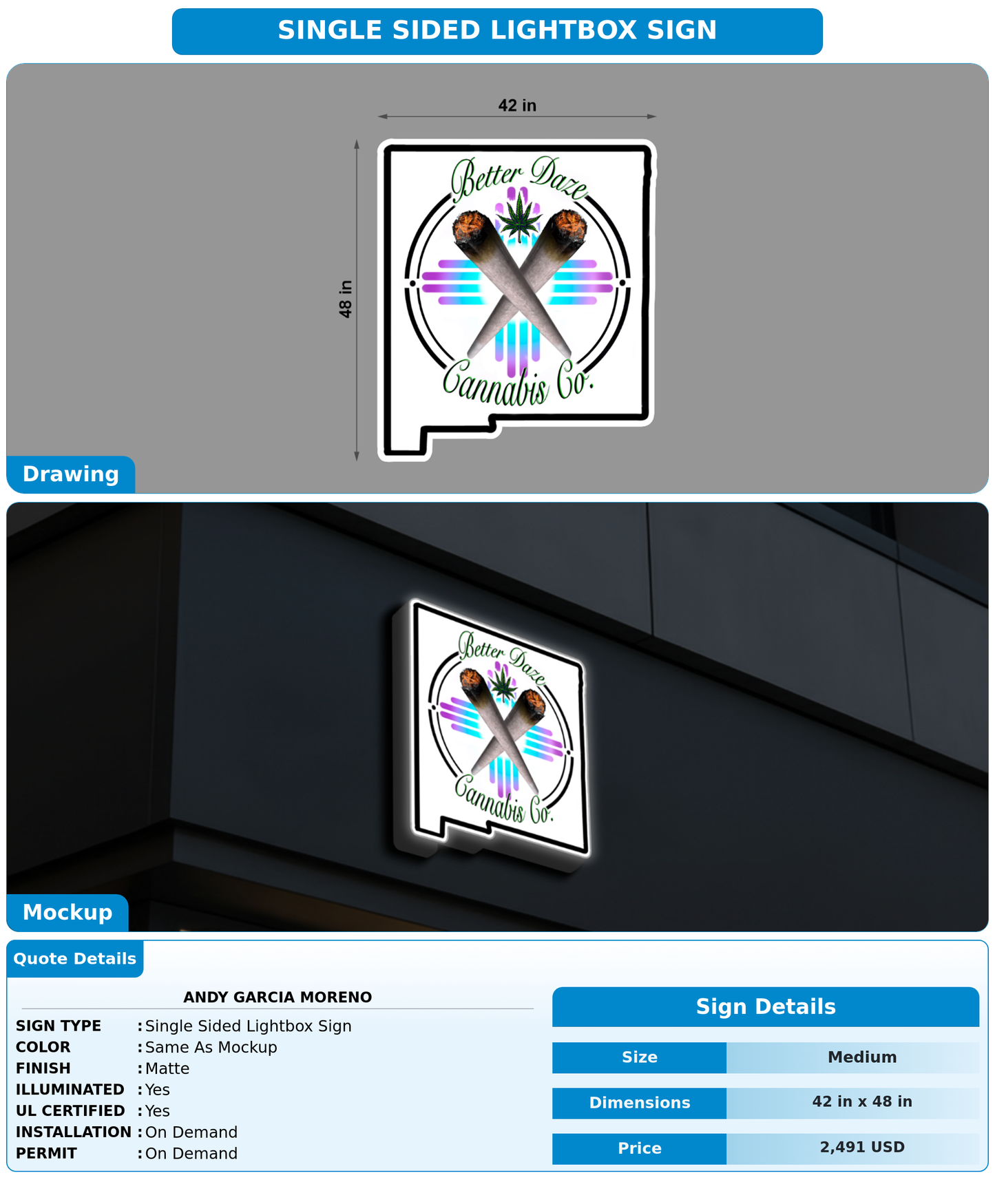 CUSTOM MOCKUP SIGN FOR Andy Garcia Moreno